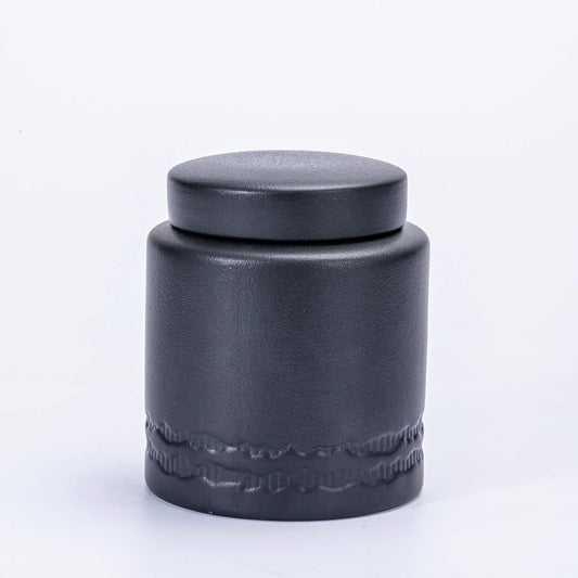 Tea Canister for Loose Tea with Airtight Lid, Kitchen Storage Containers, Ceramic Food Storage Jar, Ceramic Coffee Canister (Black)