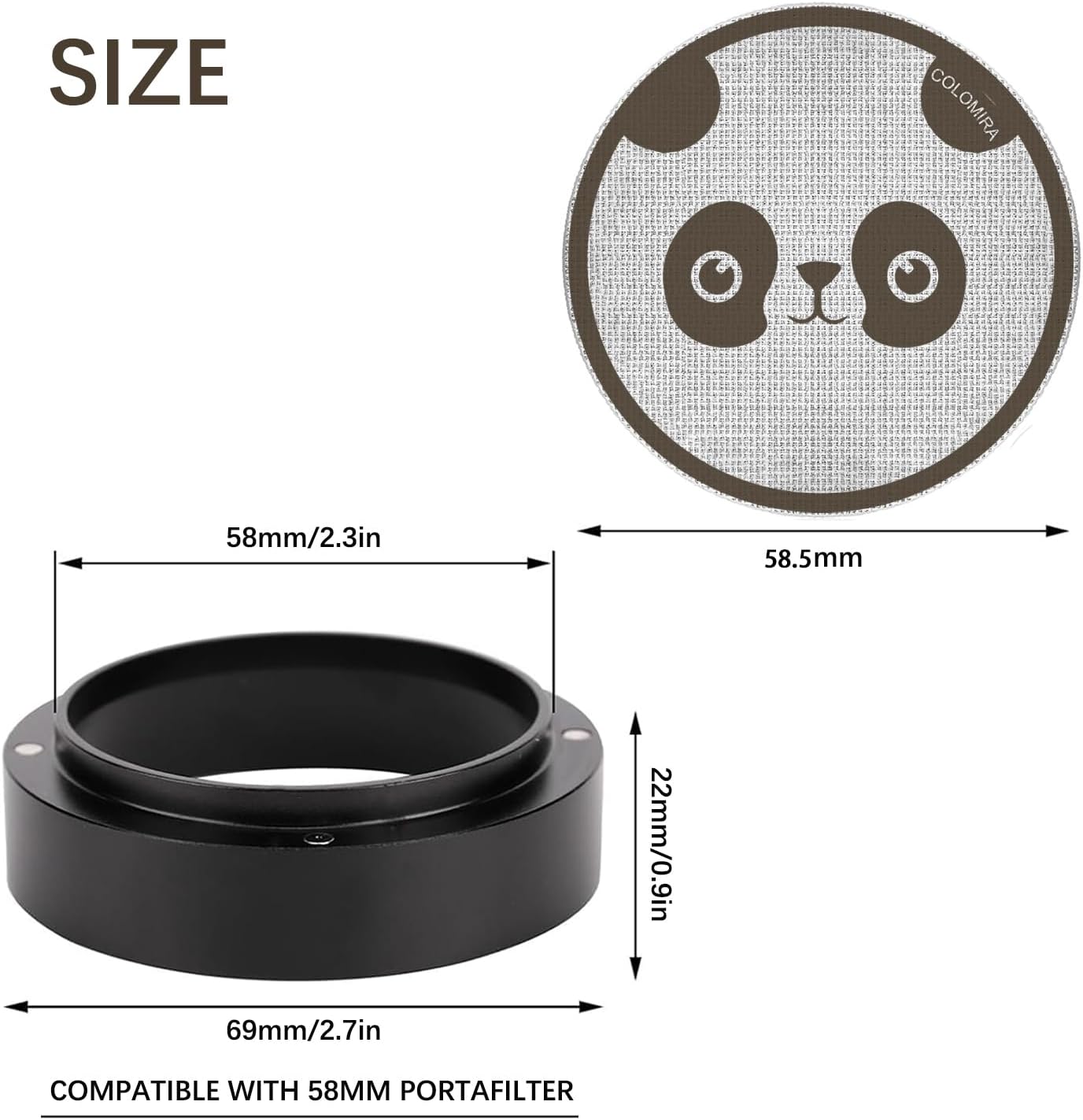 58mm Espresso Accessories Kit, Dosing Funnel and Puck Screen Set, Magnetic Coffee Funnel, 58.5mm Reusable Espresso Puck Screen, Espresso Tools(Panda)
