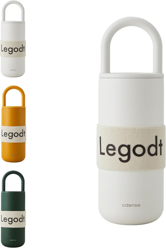 Odense Legodt Loop Tumbler 20oz with Lid and Handle - Insulated Tumbler with Leak-Resistant Lid - Double Stainless Steel Travel Coffee Mug, Water Bottle, Keeps Drinks Hot or Cold(Vanilla Cream)