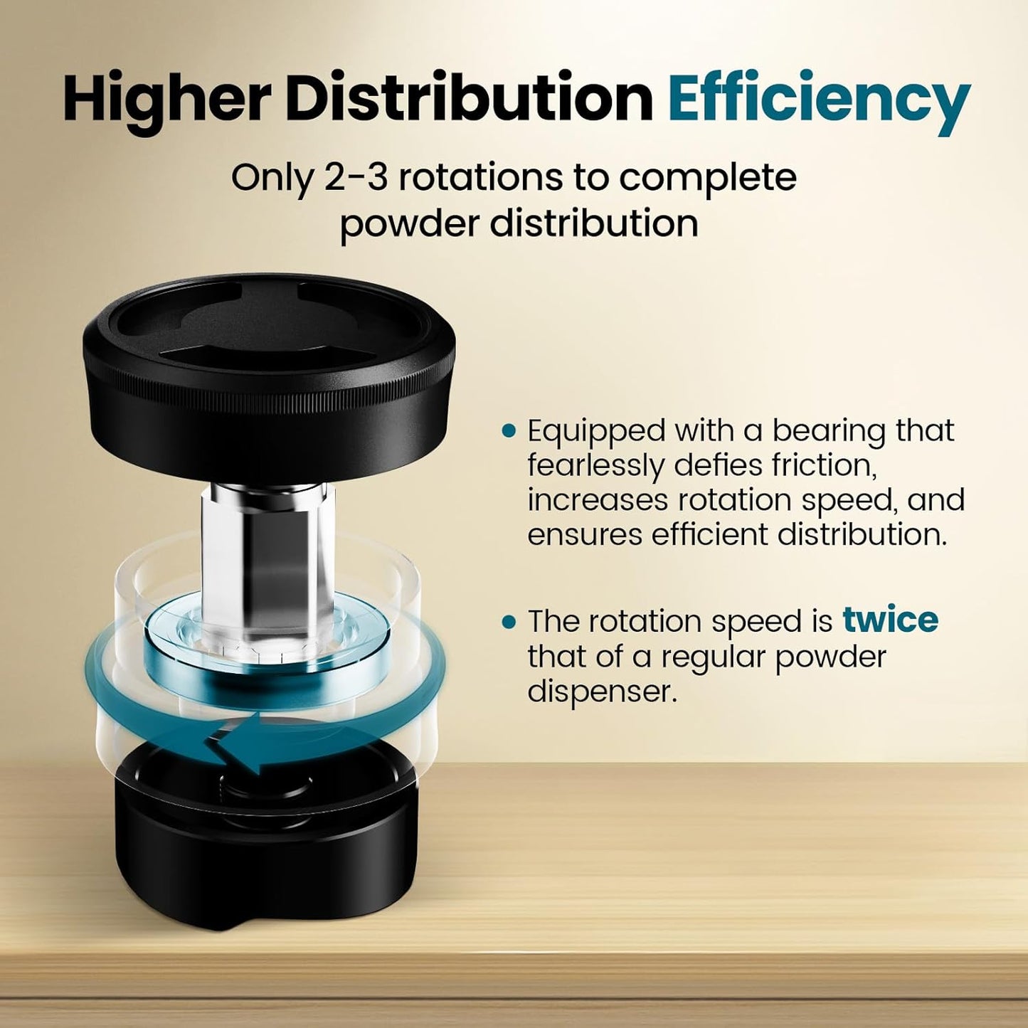 MHW-3BOMBER 51mm Coffee Distributor, Gravity Espresso Distribution Tool with Adaptive Height for Barista, Coffee Leveler for 51mm Portafilter, Black, Astra Distributor, T7019-OS