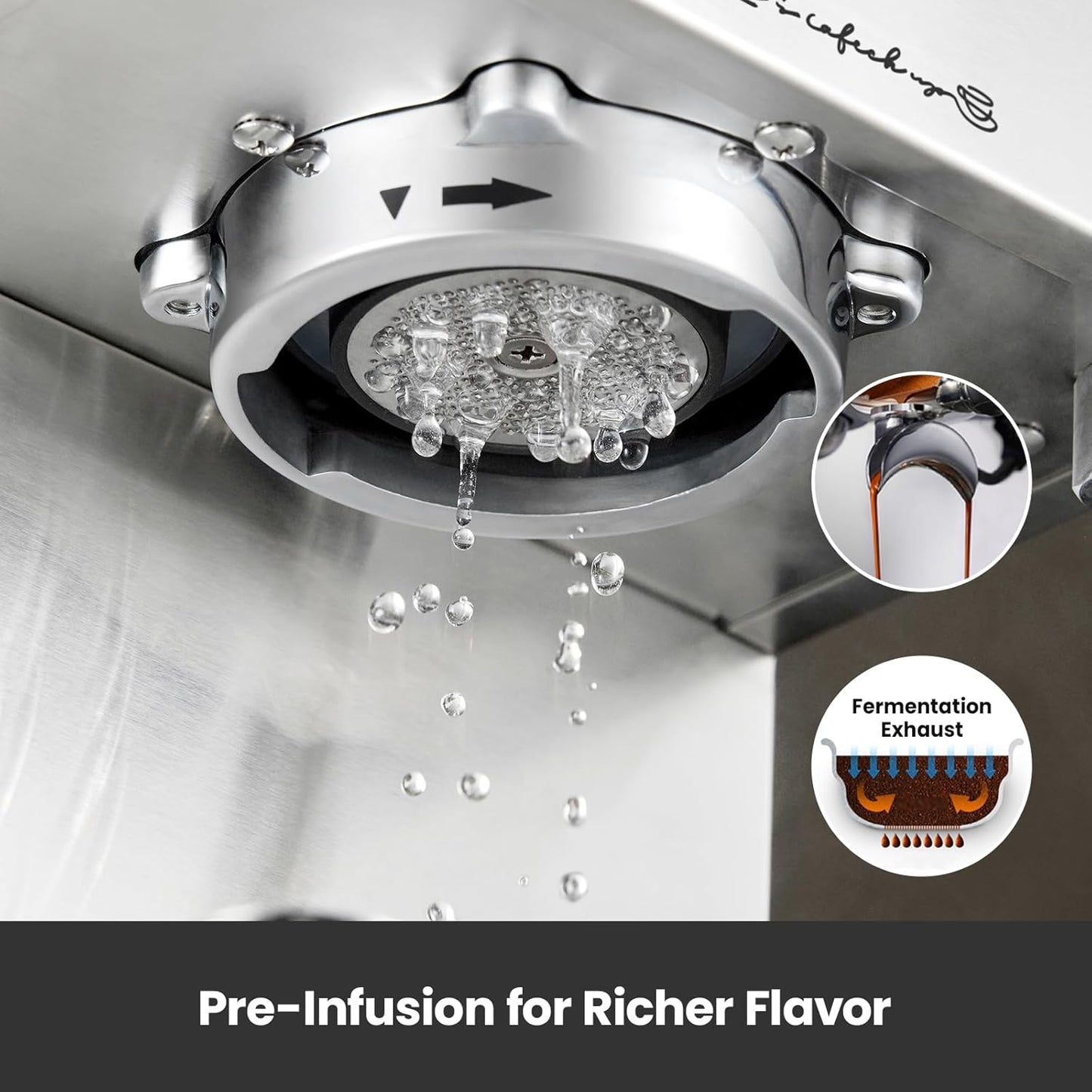 Gemilai Espresso Machine, Espresso Maker with Milk Frother Steam Wand & 57OZ Water Tank for Latte Macchiato Cappuccino, Brushed Stainless Steel G3005E