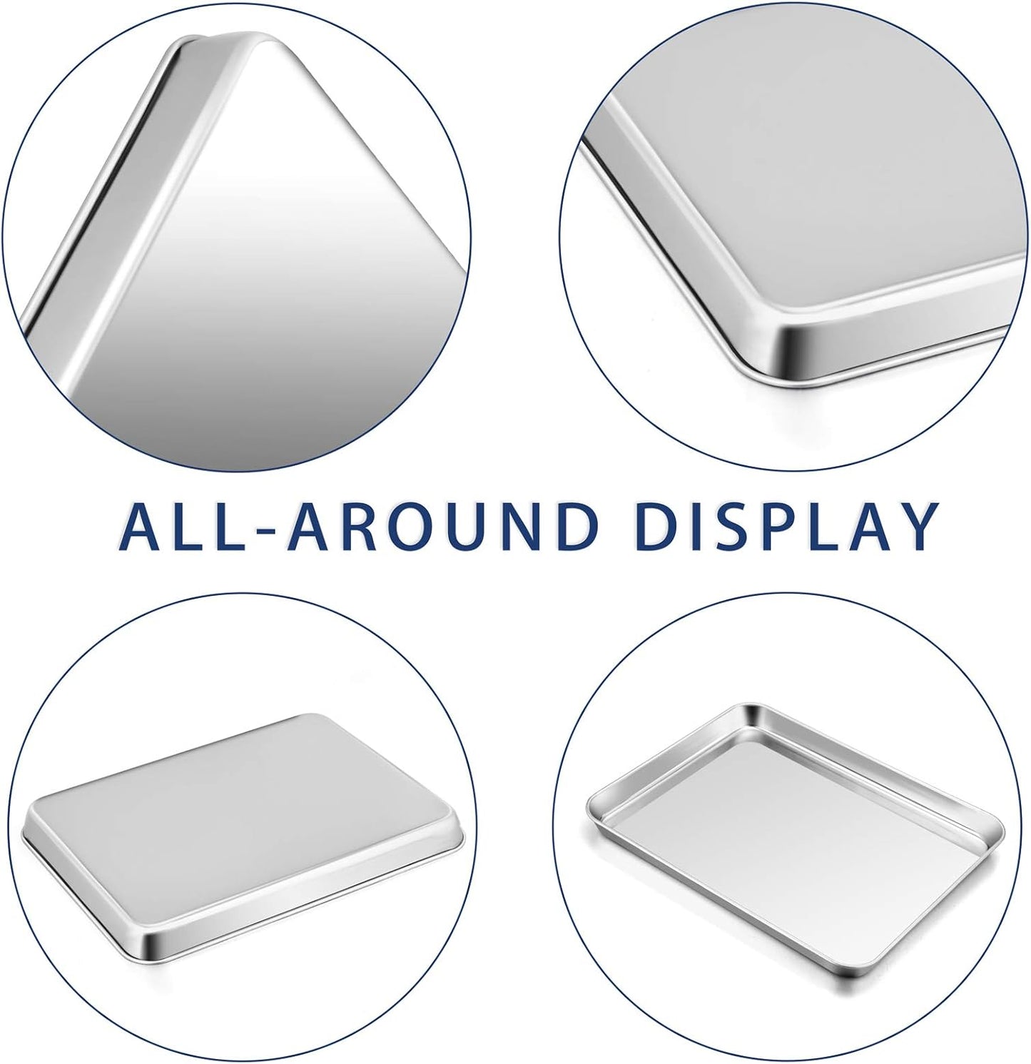 P&P CHEF 16 Inch Baking Cookie Sheet, Oven Pan Tray Stainless Steel Sheet Pan for Kitchen, Oven Bakeware for Multi Uses, Shiny Look & Dishwasher Safe, Healthy & Heavy Duty, 3Pcs