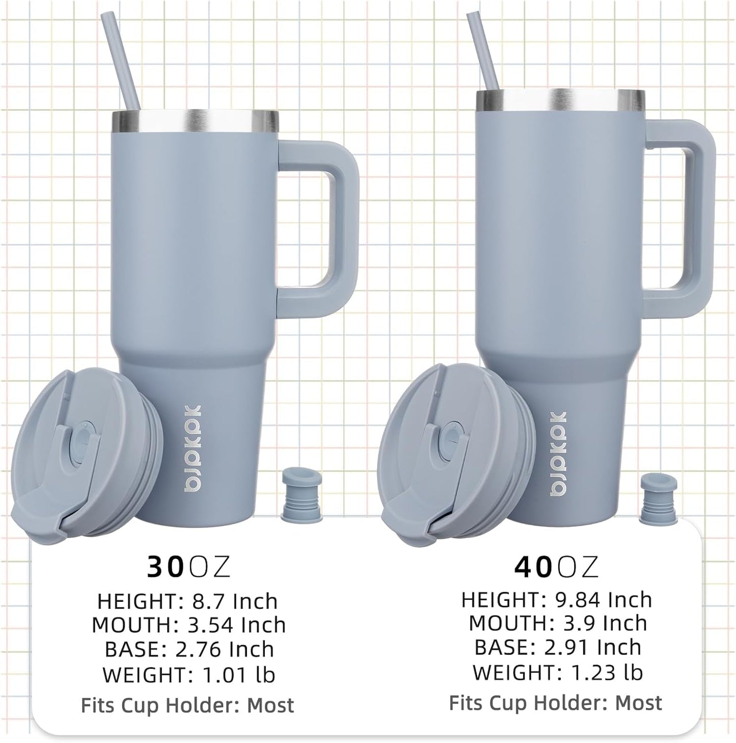 BJPKPK Tumbler With Handle And Straw 40oz Insulated Tumbler Cups With Lid Stainless Steel Travel Coffee Mug,Modern Blue