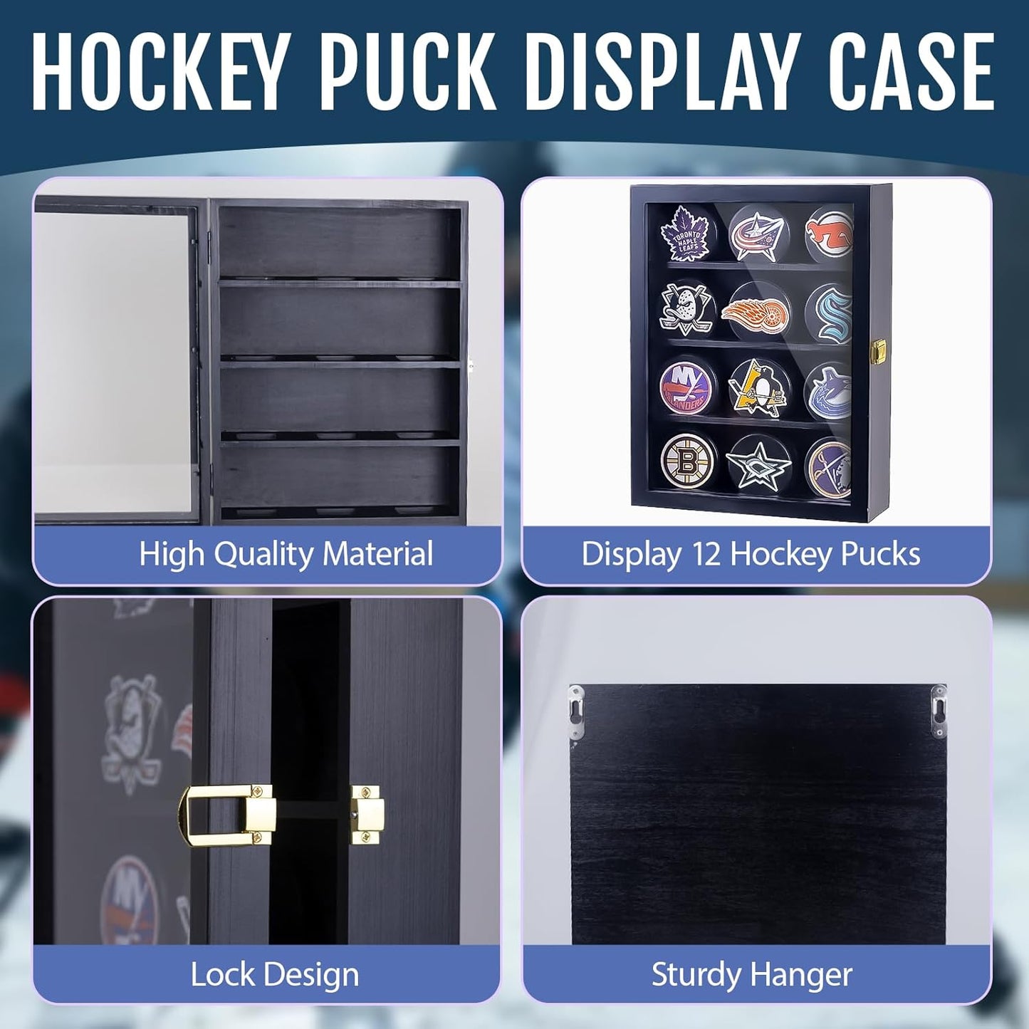 12pcs Hockey Puck Display Case,Puck Display Case,Hockey Puck Case Wall Mount,Hockey Puck Holder,Hockey Puck Display Box,Hockey Puck Shadow Box