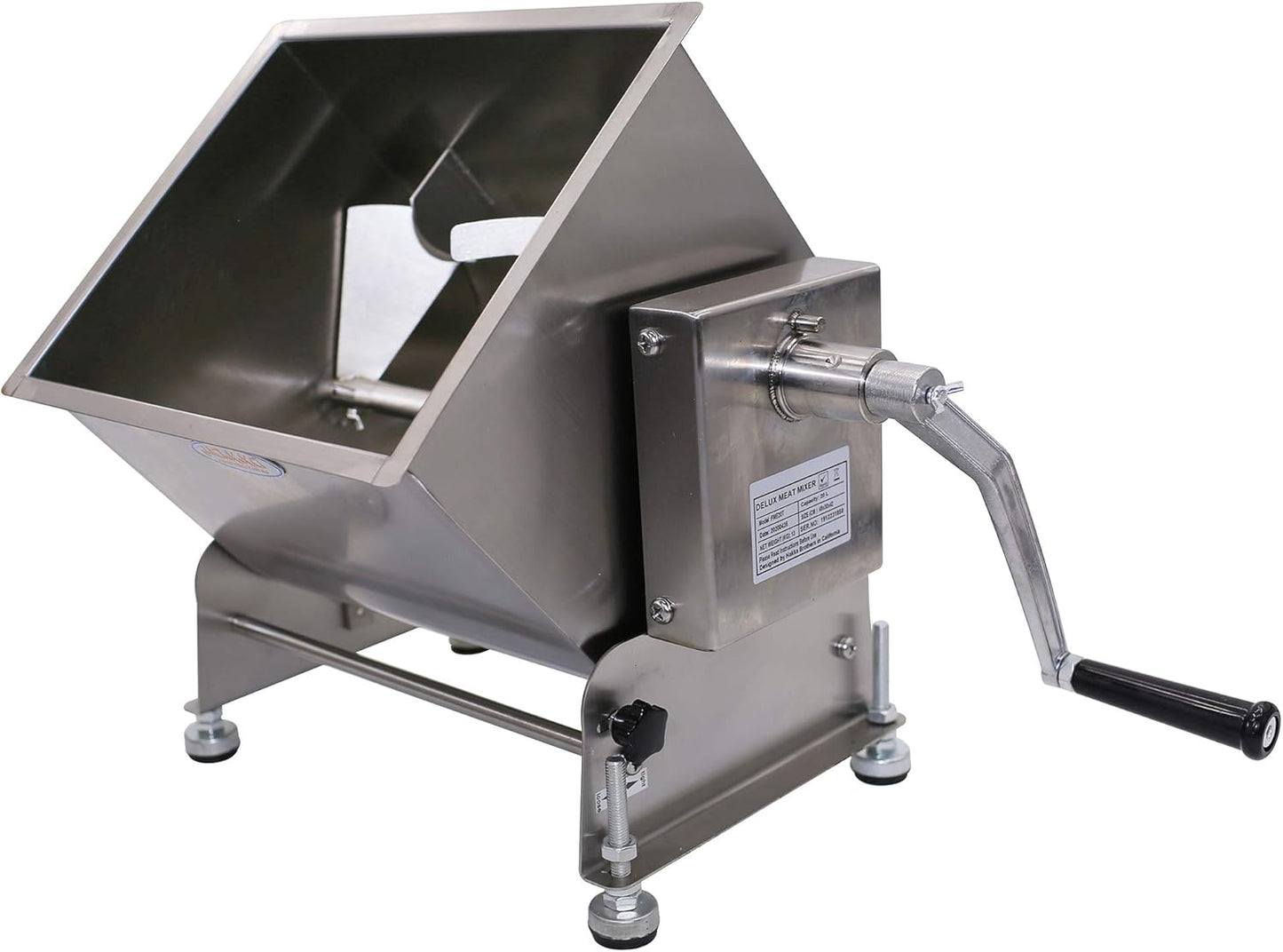 CMI Commercial Stainless Steel Manual Meat Mixers with lid,20Lb/10L Tank,(Mixing Maximum 15-Pound for Meat),Sausage Mixer Machine Meat Processing Equipment (15Lb/10L-Fixed Tank(Gear))