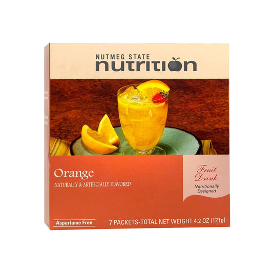 Nutmeg State Nutrition - Fruit Drink - High Protein, Low Calorie, Low Carb, Low Sugar, Fat Free, Loaded with Vitamins, 7 Servings Per Box (Orange, 1 Pack)