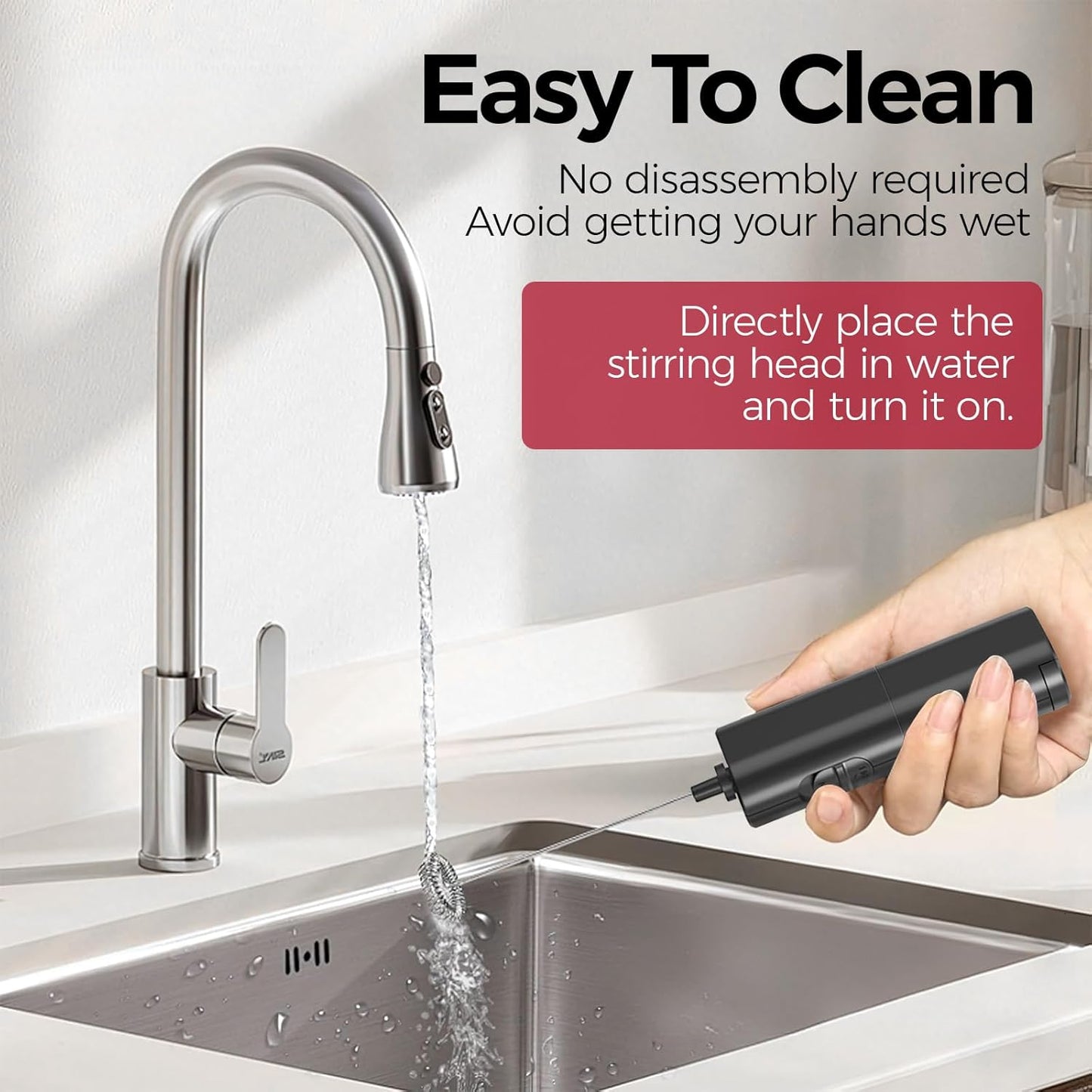 YARRAMATE Mini Powerful Milk Frother Wand, Fast Battery Operated Coffee Mixer, Handheld Drink stirrer, Electric whisk Foam Maker for Lattes, Cappuccino, Matcha, Hot Chocolate (Black)