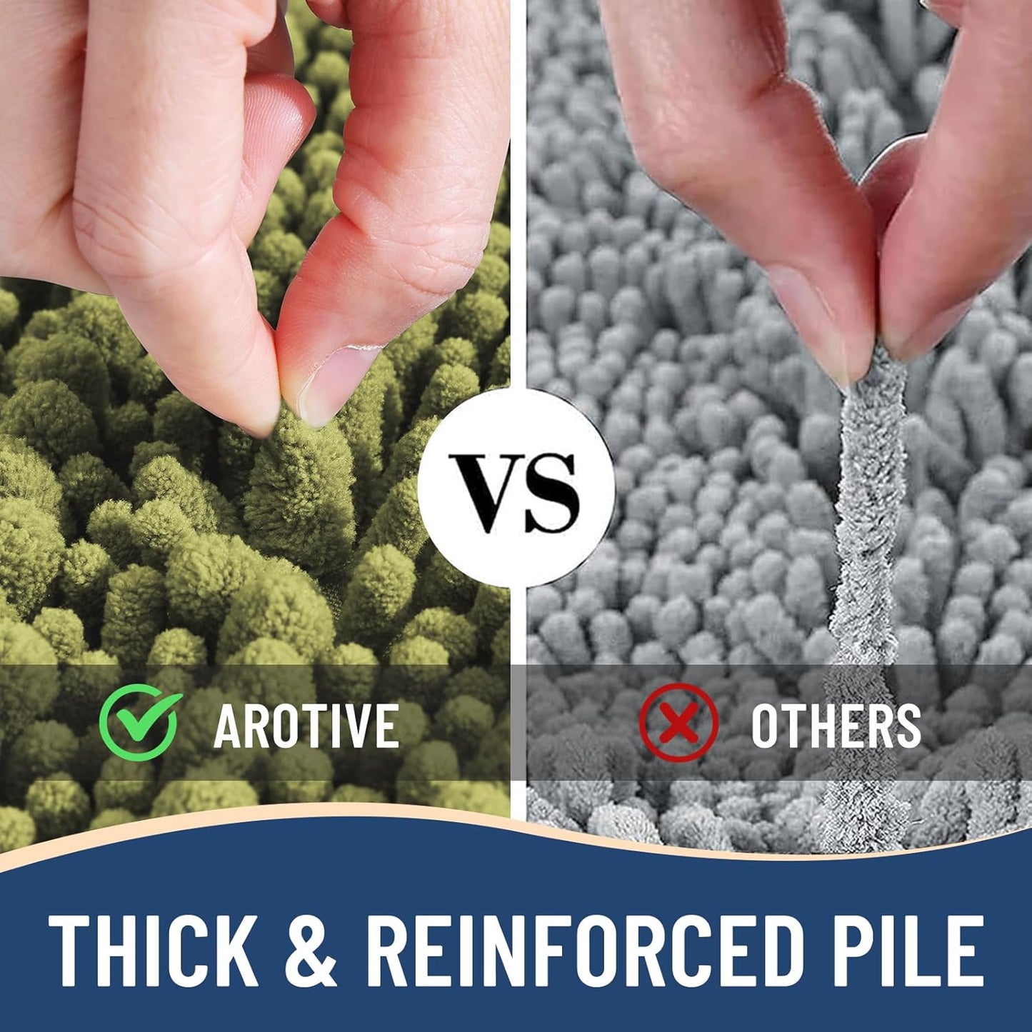 Arotive Luxury Chenille Bathroom Rug Mat, Extra Soft Thick Absorbent Shaggy Bath Rugs, Non-Slip Machine Wash Dry, Plush Bath Mats for Bathroom, Shower and Tub, 36x24, Willow Green