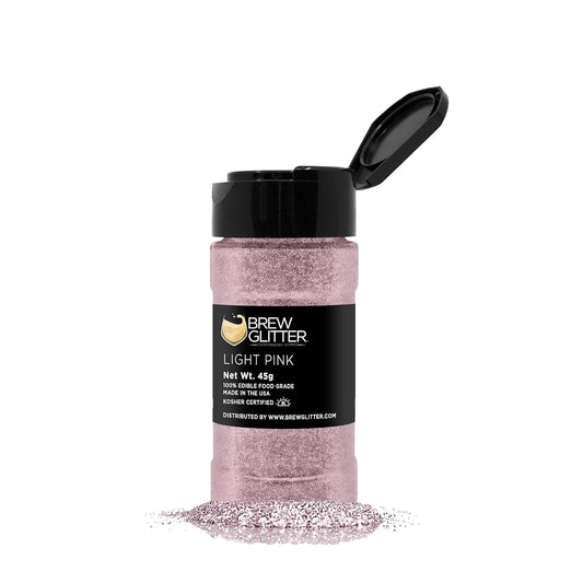 Light Pink BREW GLITTER Edible Glitter For Drinks, Cocktails, Beer, Garnish Glitter & Beverages | KOSHER & HALAL Certified | 100% Edible & Food Grade | Vegan, Gluten, Nut Free (45g Shaker, Light Pink)