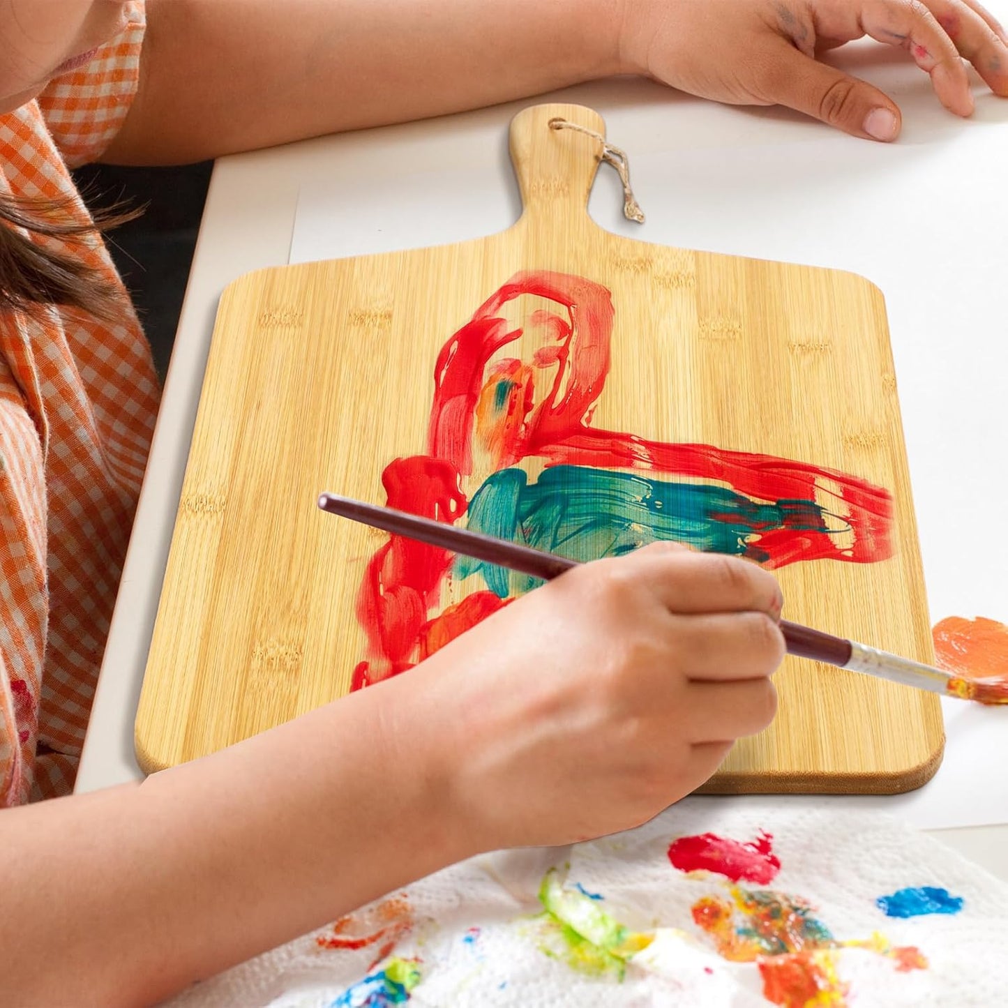 Patelai 12 Packs Wooden Cutting Board Set with Handles Large Kitchen Serving Plain Chopping Board Bulk Gifts for Mom for Vegetables Meat Pizza Cheese Fruit Bread(Bamboo,17 x 13 Inch)