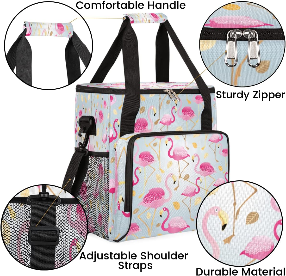 Animal Pink Flamingos Coffee Maker Carring Bag Travel Storage Tote Bag Compatible with Keurig K-Mini or K-Mini Plus Portable Single Serve Coffee Brewer Case with Pockets for K-cup Pods