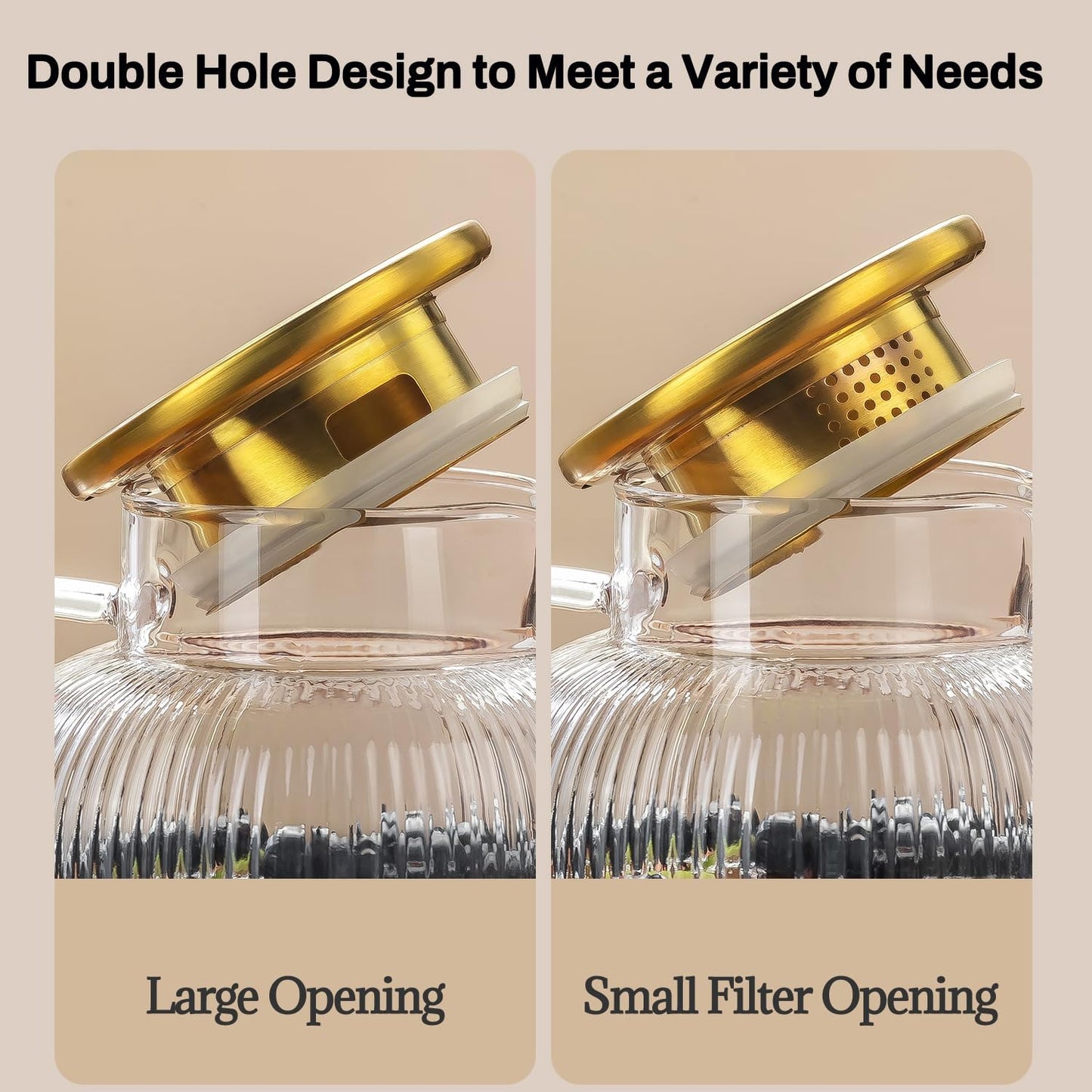 Glass Pitcher with Lid, 100 oz/ 3 Liter Classic Vertical Stripes Water Pitcher,Glass Water Carafe for Cold Brew, Coffee, Lemonade, Iced Sun Tea,Beverage, Milk, Heat Resistant