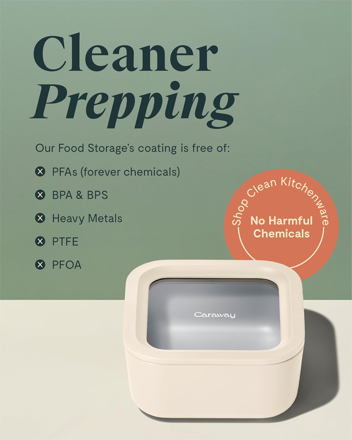 Caraway Glass Food Storage - 10 Cup Glass Container with Ceramic Coated Non-Stick Lids - Easy to Store, Non-Toxic, Dishwasher, Oven, & Microwave Safe