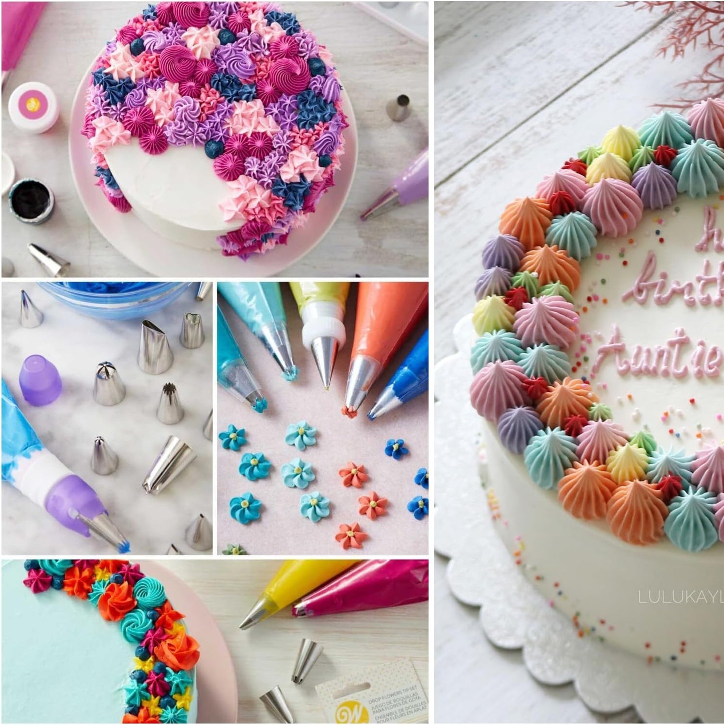 40PCS Piping Bags and Tips Set 12 Inch Pastry Bags Cakes Decorating Kit Supplies, 10 Icing Bags Disposable with 1 Reusable Piping Bags, 24 Frosting Tips, 2 Couplers, 1 Storage Box