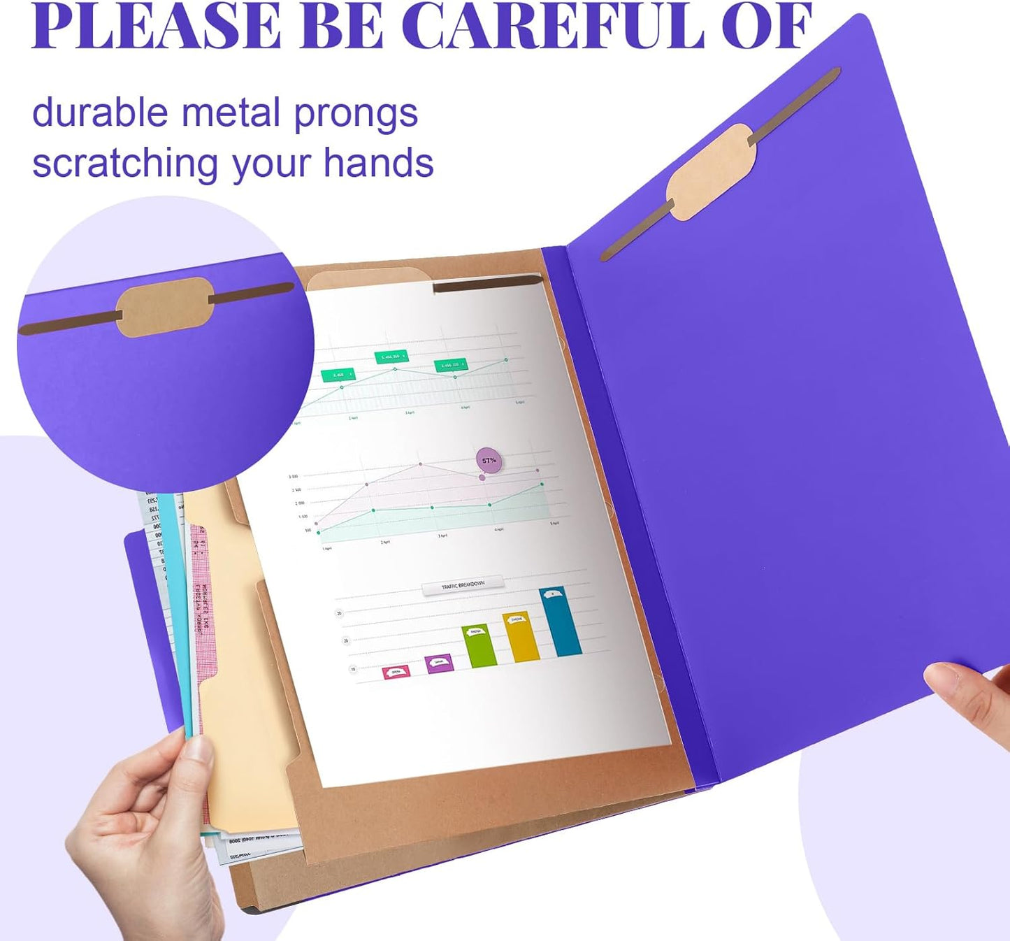 36 Pcs Classification Folders Letter Size, Back to School Supply for Teacher, Student, 2 Pocket Dividers Pressboard File Folder Bulk with 2 Fasteners, 2 in Expanding File Organizer (Purple)