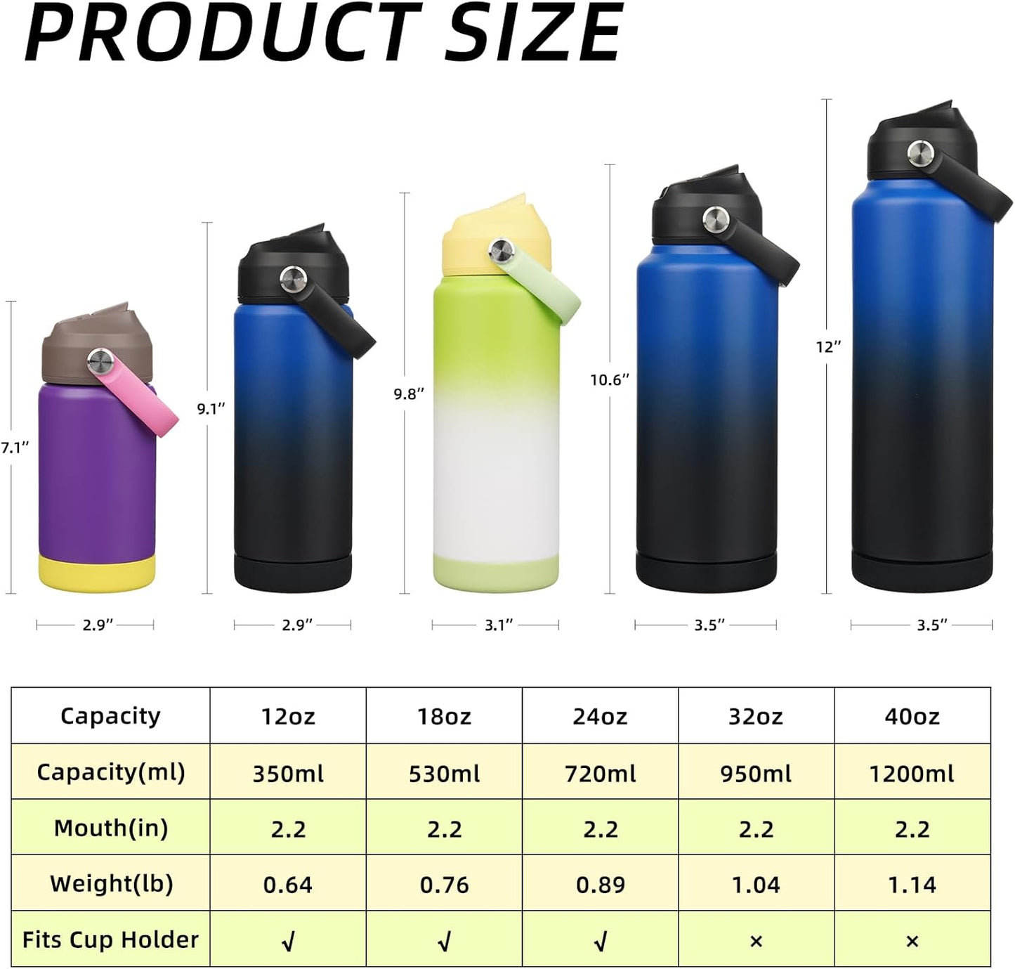 BJPKPK Insulated Water Bottle with Straw Lid, 12oz Thermos Water Bottles with Soft Nozzle, Flex Handle & Non-slip Boot, BPA Free Leak Proof Stainless Steel Metal Thermos, Tumblers, Cups,Violet