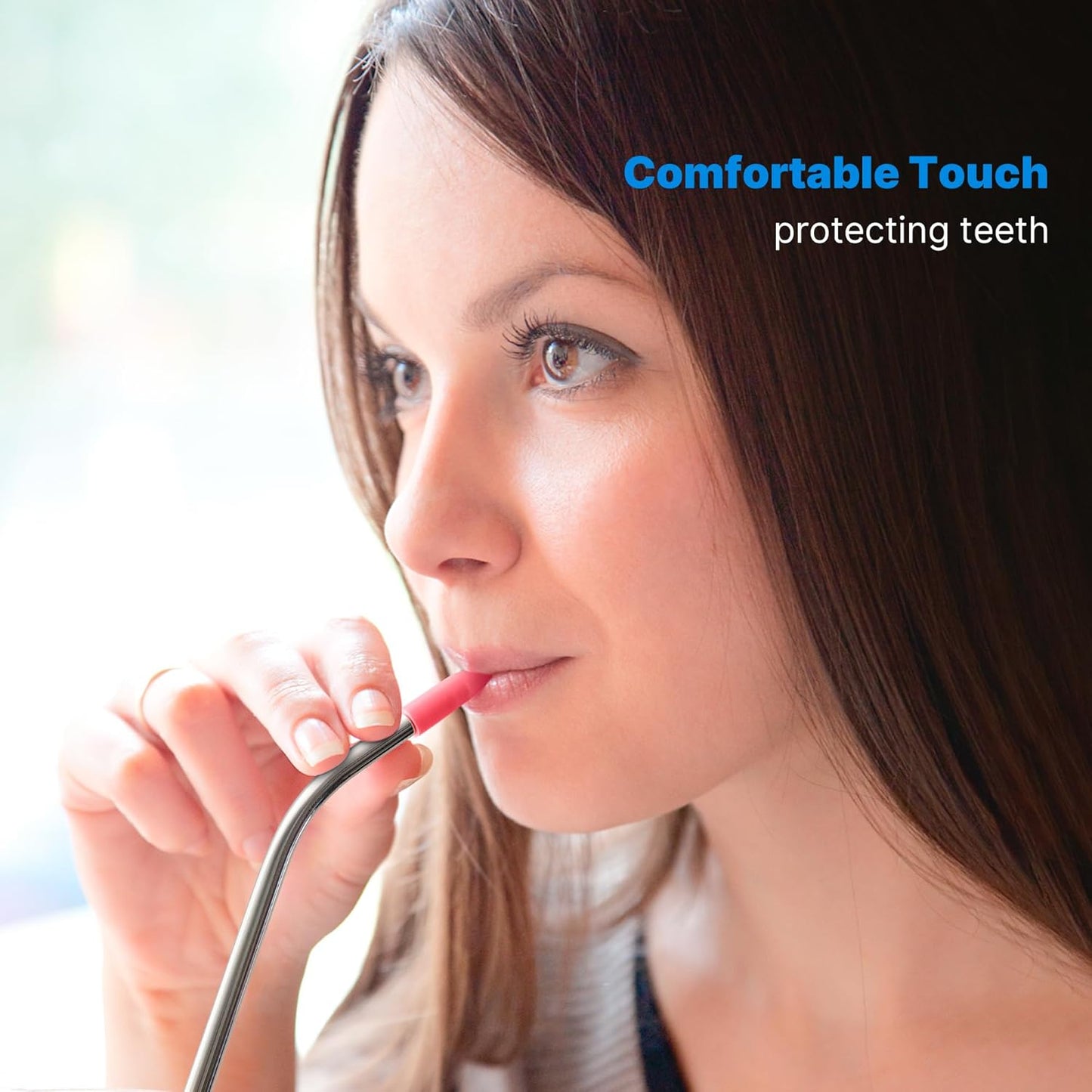 2 Pcs Stainless Steel Straw with Silicone Tips for 30 oz Stanley Tumbler, Repeatable 30 oz Metal Straws for Stanley Adventure Quencher Travel Tumbler Cup, BPA Free（Pink Dusk）