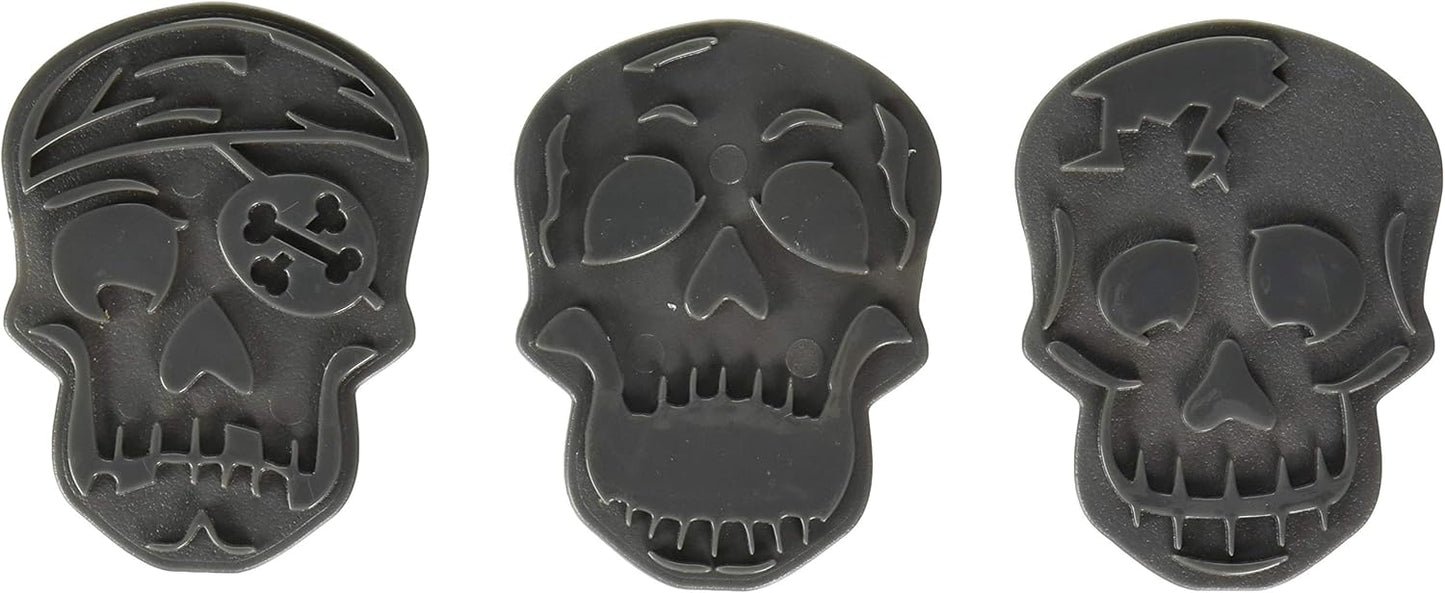 Tovolo Skull Templates Reverse, Dishwasher Safe, Set of 6 Cookie Stamps with Cutter