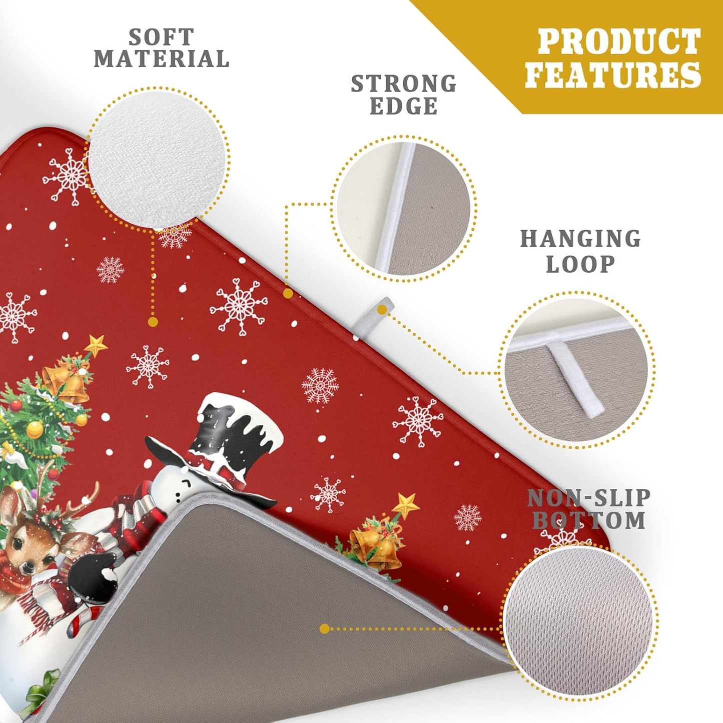 Christmas Snowman Dish Drying Mat for Kitchen Counter,Christmas Tree Winter Snowflake Red Drying Mat 18 x 24 Inch with High Absorbent Reversible Microfiber Dish Drying Pad Drainer Mat for Coffee Bar