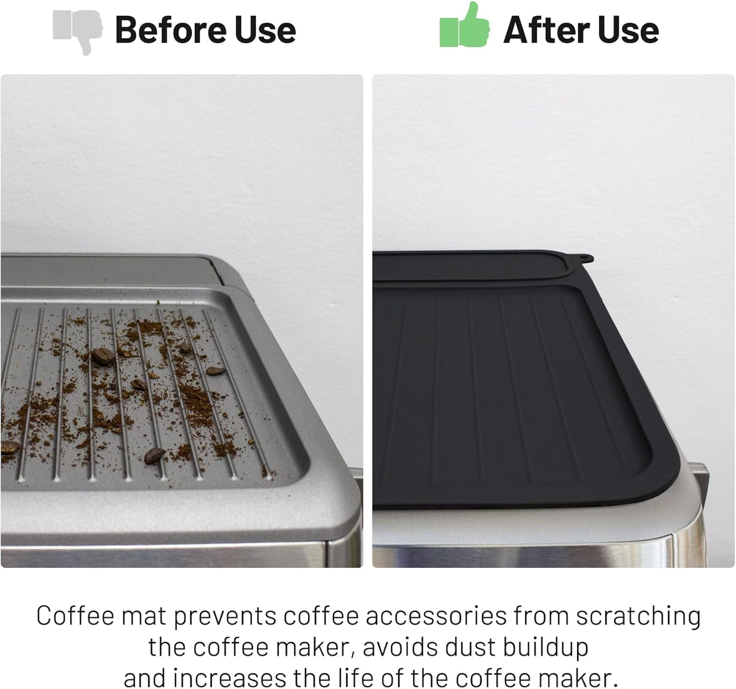 Coffee Mat for Breville 878/881, Espresso Tamper Mat, Food Grade Silicone Non-Slip, 11.42in x 9.53in, Waterproof Heat Resistant, Espresso Tamping Station for Espresso Machine Accessories (Black)