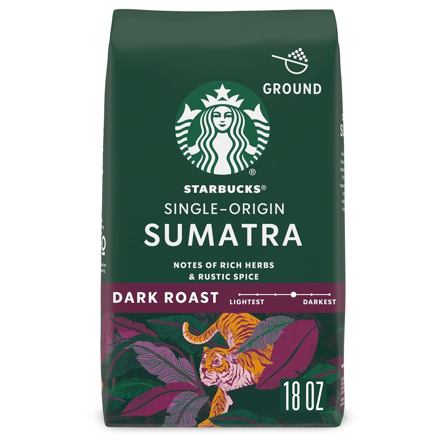 Starbucks Ground Coffee, Dark Roast Coffee, Sumatra, 100% Arabica, 1 bag (18 oz)