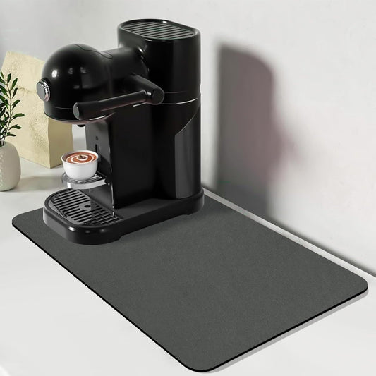 Bloss Coffee Mat, Dish Drying Mat for Multiple Usage, Coffee Bar/Maker Mat, Kitchen Counter Mats, Absorbent Hide Stain Rubber Backed Dish Drying Pad(12.2"x19.7", Dark Gray)