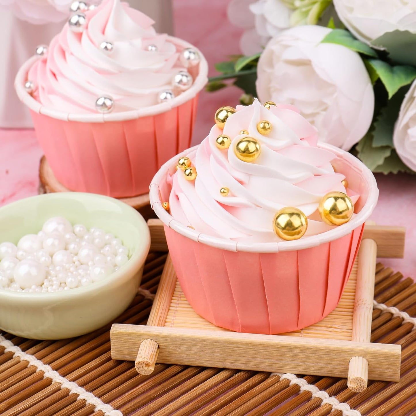 Matte Gold Pearl Sugar Sprinkles, 6 Sizes Mix Edible Sprinkles for Cake Decorating, Wedding Parties Supplies Cupcake Topping Cake Decorations 4.6 oz