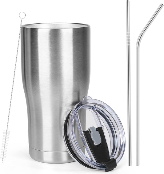 MEZMUT 20oz Coffee Tumbler with Lid and Straw Double Wall Vacuum Insulated Cup Stainless Steel Travel Mugs Insulated for Hot and Cold Leakproof Powder Coated Tumbler for Indoor and Outdoor