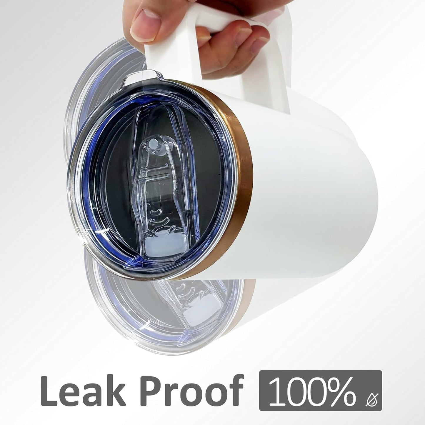 20 oz Insulated Coffee Mug with Lid, Stainless Steel Coffee Tumbler Bulk, Double Wall Vacuum Travel Mug with Handle, Leakproof Powder Coated Coffee Cups for Hot and Cold Drinks (White,1 pack)