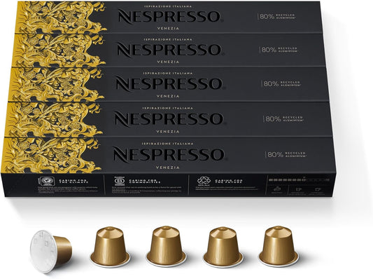 Nespresso Capsules Original Line, Ispirazione Venezia, Medium Roast Coffee Pods, 50-Count Espresso Coffee Pods