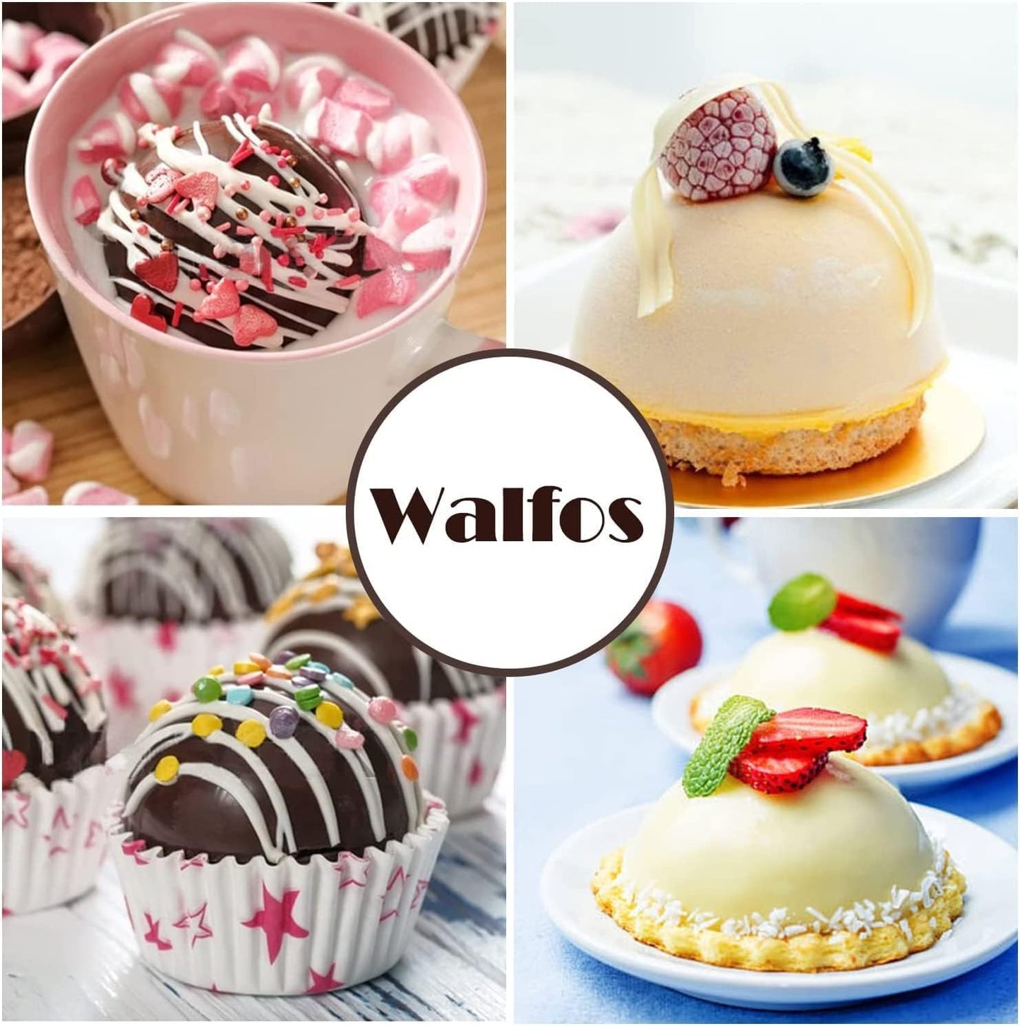 Semi Sphere Silicone Mold, Silicone Chocolate Molds,3 Packs Baking Molds for Making Chocolate, Cake, Jelly, Dome Mousse (6 Cups, 15 Cups and 24 Cups)