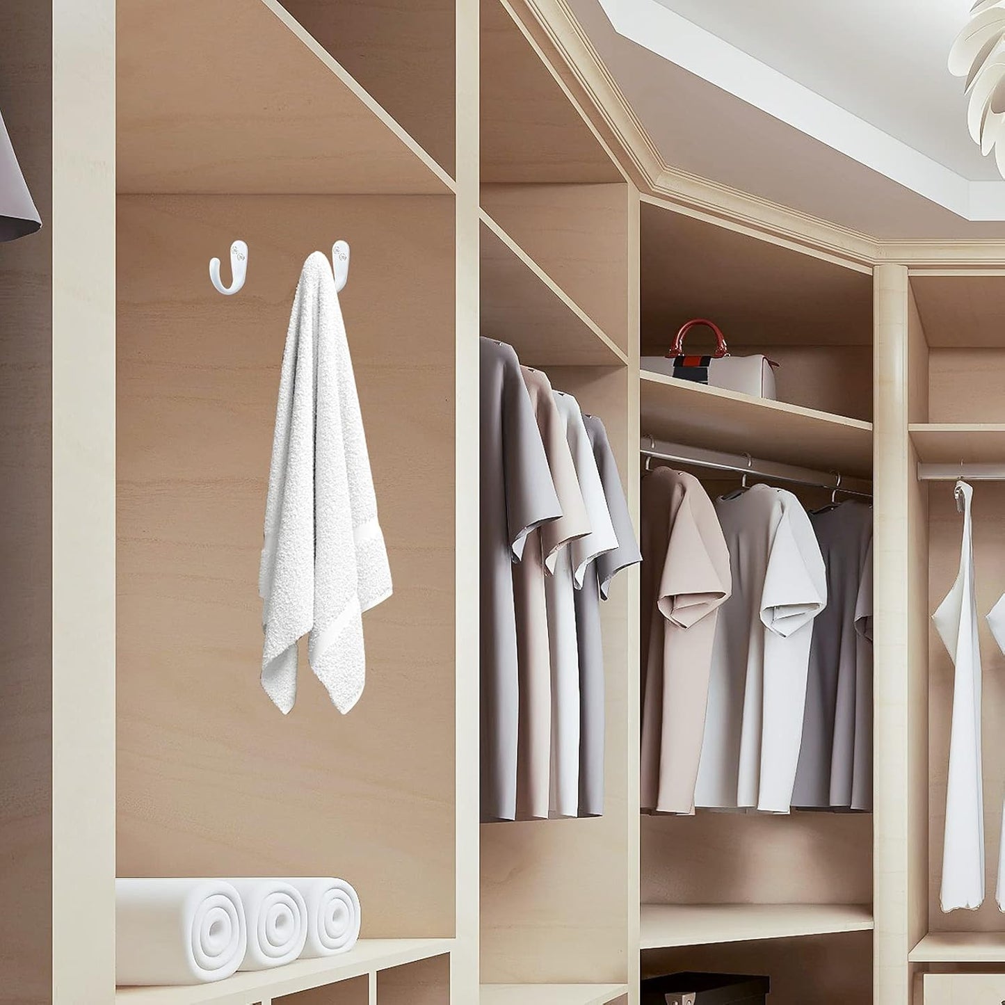 IBosins 15PCS Coat Hooks Wall Mounted Single Prong Robe Hook for Hanging Towel Hooks with 30 Screws for Bags, Hat, Cap, Scarf, Cup (White)