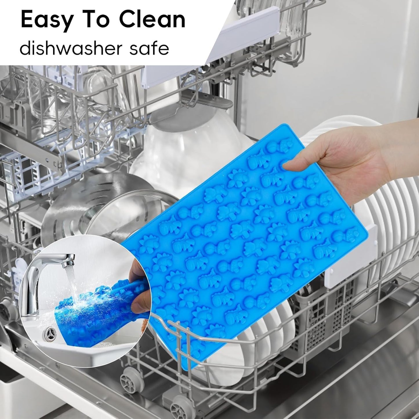 Gummy Candy Molds - Silicone Gummy Dinosaur/Marine Animal/Donut/Small Hearts Shapes/Fruit Snack Mold for Kids with 2pcs Dropper,Non-stick and Bpa Free for Mini Candy Chocolate Gummies Baking