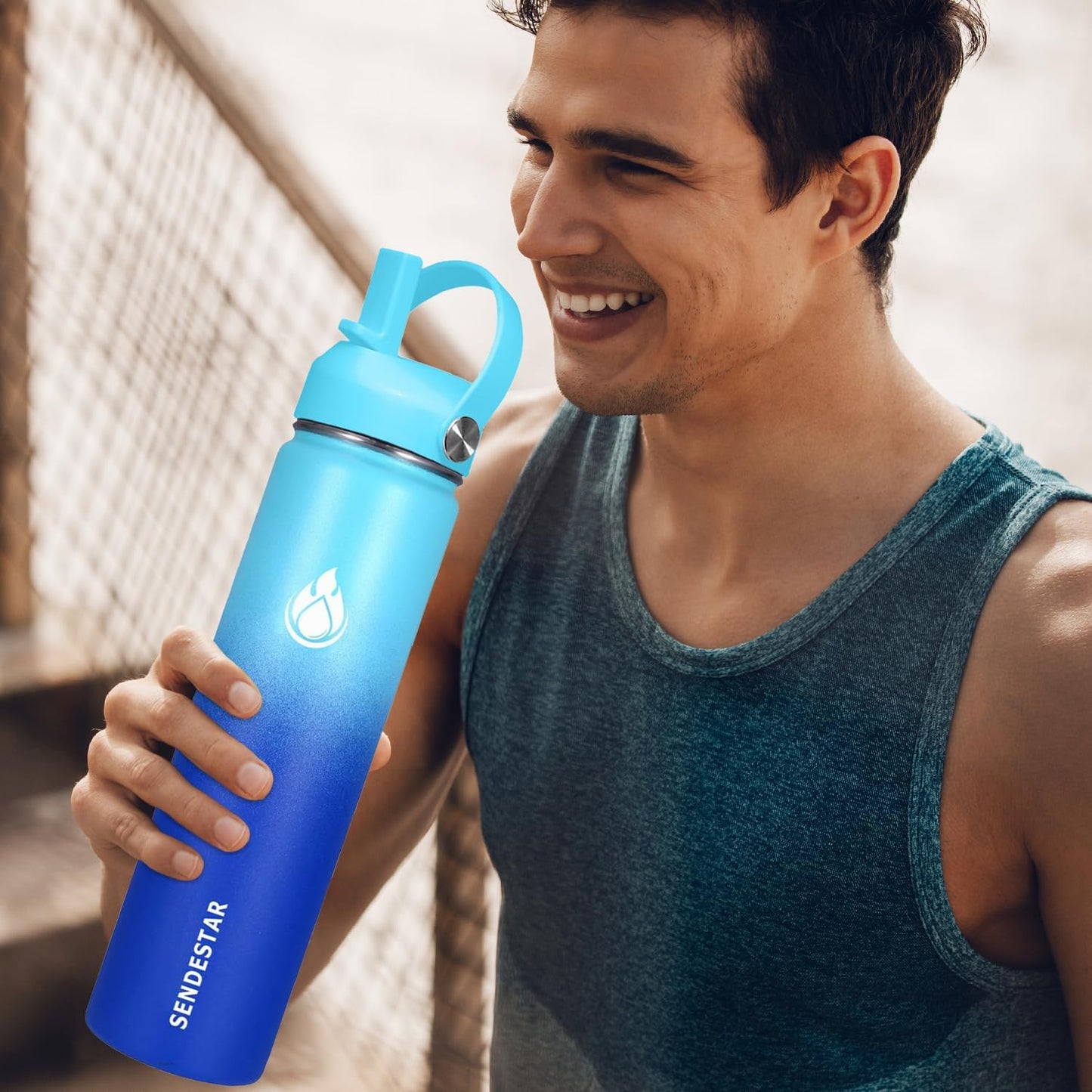 SENDESTAR Stainless Steel Water Bottle, Wide Mouth Water Bottle 18 oz, 24oz,32 oz,40 oz with 2 Lids (Straw Lid), Double Wall Vacuum Insulated Leak Proof, Keep Liquids Hot or Cold