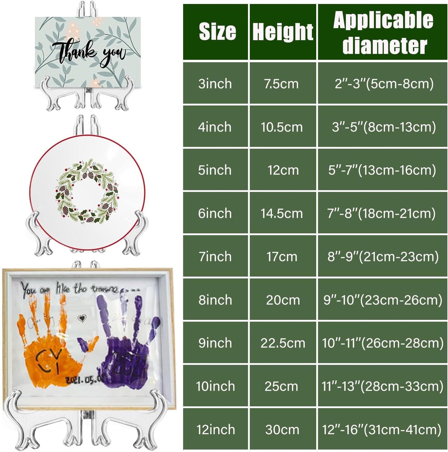 6 Pack 9 Inch Clear Plastic Easels or Stand/Plate Holders to Display Pictures or Other Items at Weddings, Plate Stands for Home Decoration, Birthdays, Tables