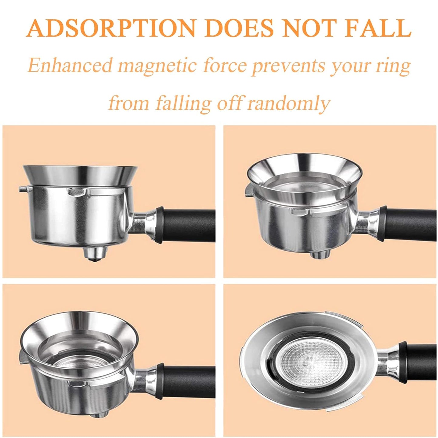 Espresso Dosing Funnel Precision Aluminum Alloy Coffee Dosing Ring Accessories Set for Portafilter Hands-Free (58mm)