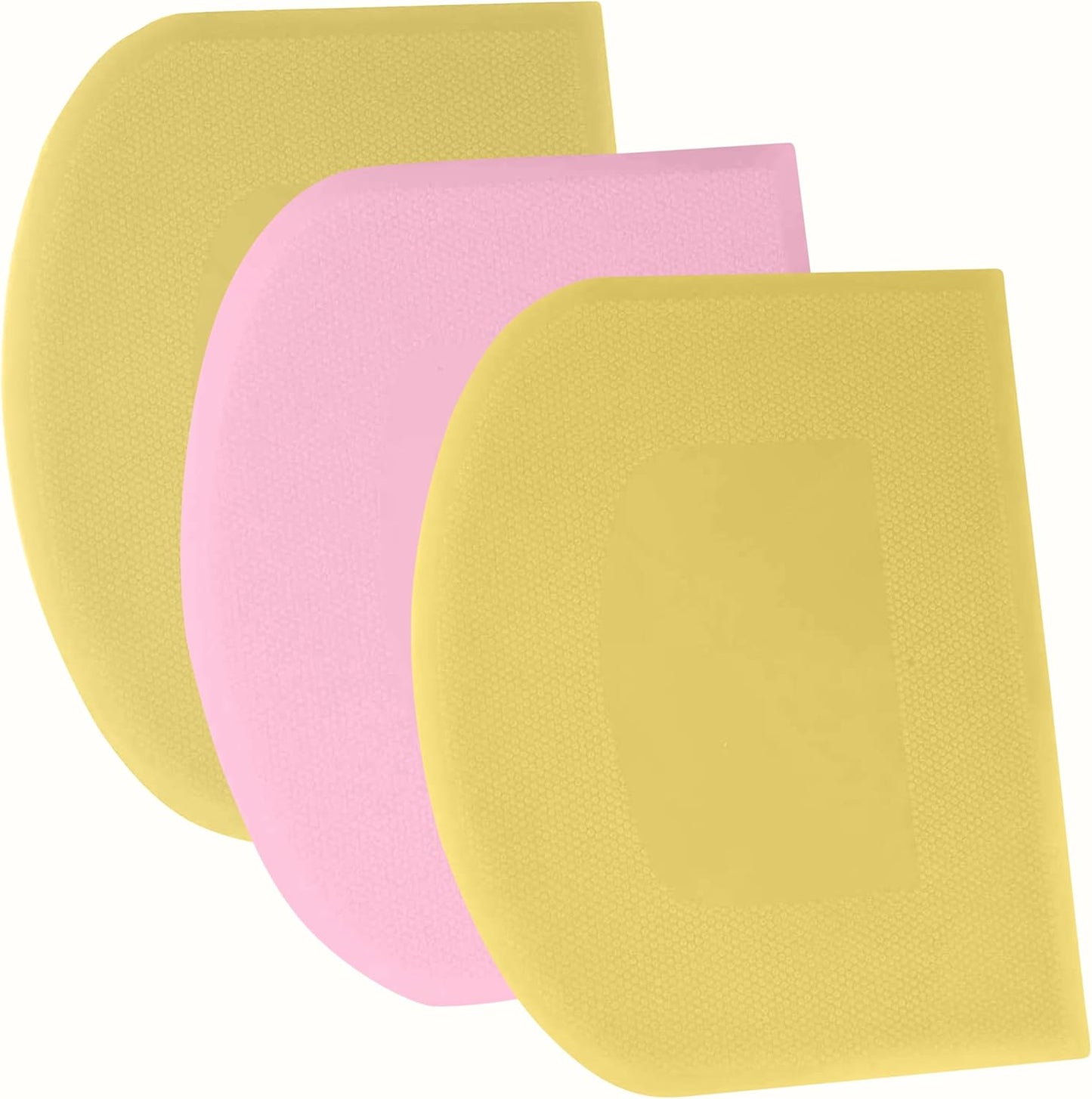 SURDOCA Dough Scraper Bench Scraper - 3P 5.9x4.3" Plastic Flexible Bowl Scraper, Sharp Edge & Angles Cake Scraper. Non-Slip Bakeware Decorating Tools Sculpting & Modeling Tools - Yellow+Pink+Yellow