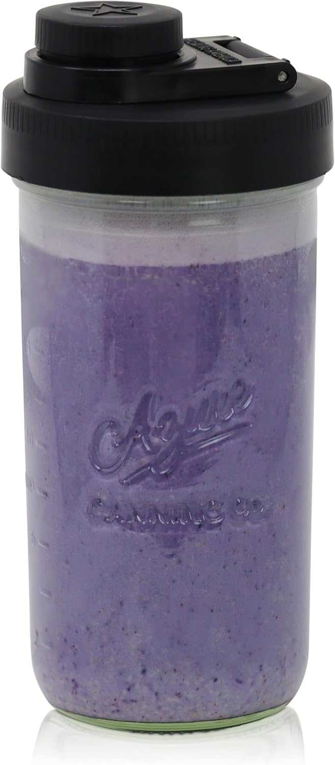 Brewing America Mason Jar Drinking Cup Pint and Half Drinking Lid and Azure 24oz Jar (1, Black)