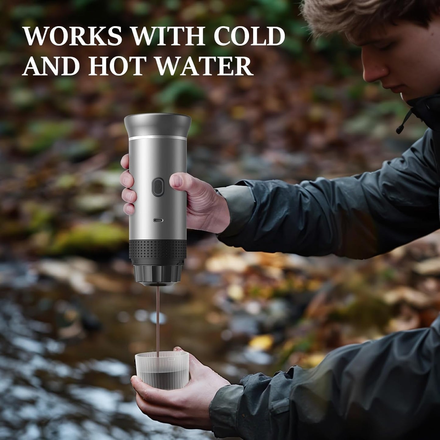 Zcyge Portable Coffee Maker Espresso Machine, Travel Camping Coffee Makers, Mini Battery Portable Espresso Self-Heating Car Coffee Maker With Ground Coffee & NS Capsule