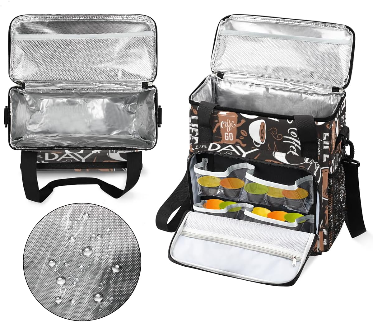 Day with the of Coffee Cafe Coffee Maker Carring Bag Travel Carrying Storage Tote Bag Compatible with Keurig K-Mini or K-Mini Plus Portable Single Serve Coffee Brewer Case with Pockets for K-cup Pods