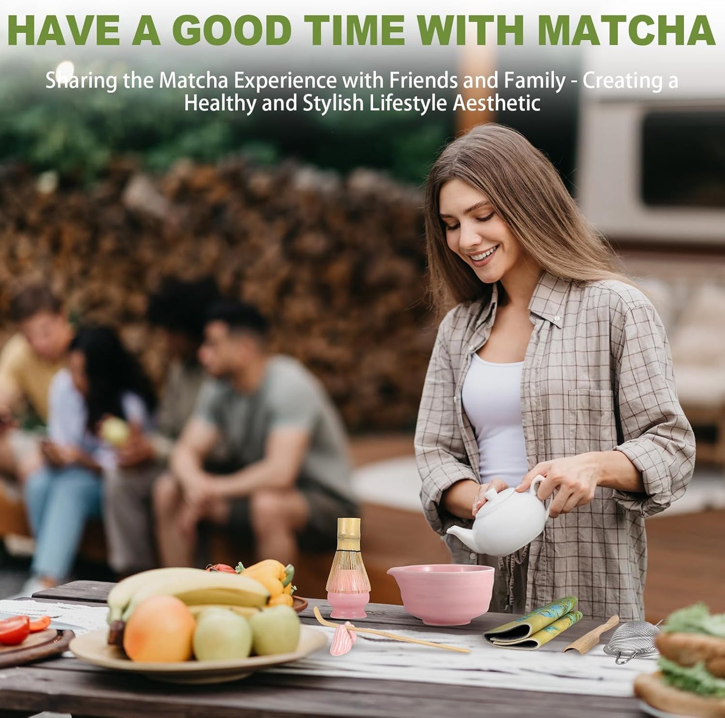 Matcha Whisk Set with Bowl (Chawan),8-Piece Bamboo Matcha Tea Set with Chasen, Whisk Holder, Chashaku Scoop & Holder, Stainless Sifter, Bamboo Spoon, Tea Towel,Gift for Matcha Latte & Tea Ceremony