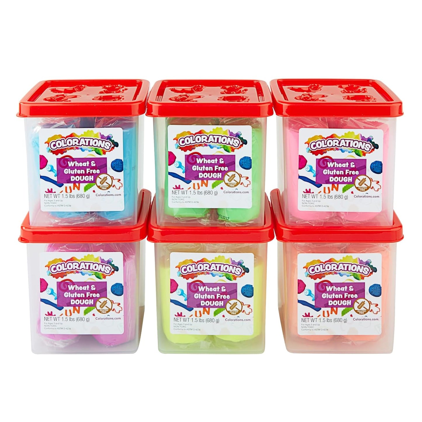 Colorations Wheat & Gluten Free Neon Dough Classroom Pack - 6 Colors | Non-Toxic, Play Dough, Bulk Set, Sensory Kit, Party Favors, Teacher Must Haves