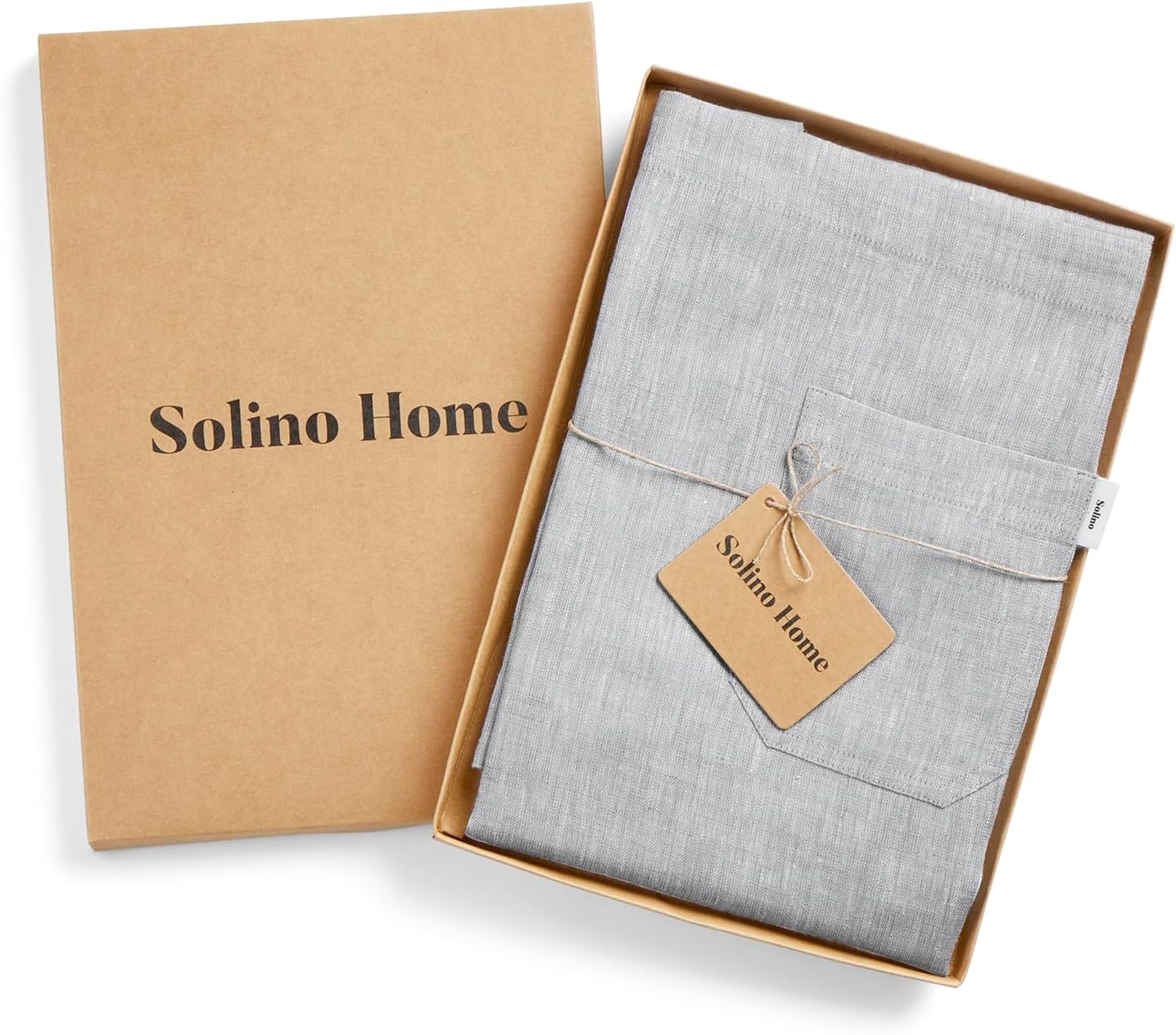 Solino Home Linen Bib Apron for Men & Women - Oyster Grey/Soft Grey Kitchen Apron with Front Pockets - Handcrafted from European Flax