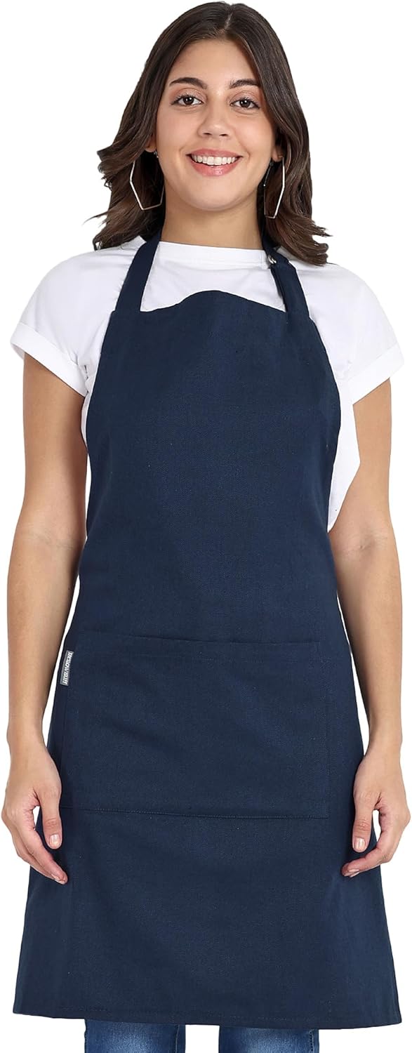 Chef Apron, Recycled Cotton Kitchen Apron with an Adjustable Neck with Long Ties, for cooking, baking