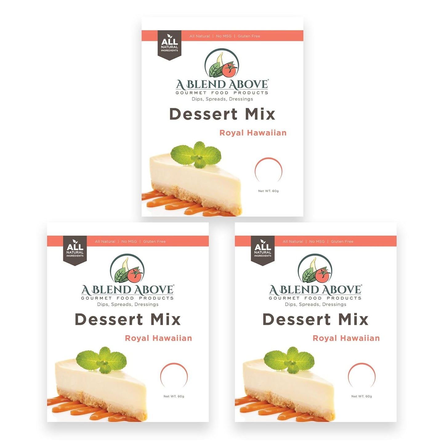 A Blend Above Royal Hawaiian Cheesecake Mix - No-Bake Desserts, All Natural, Vegan, Gluten Free, No MSG - Instant Dessert Mix, Fruit Dip, Bagel Topping, Frosting, Cheesecake Filling - Makes 16 Oz (Pack of 3)