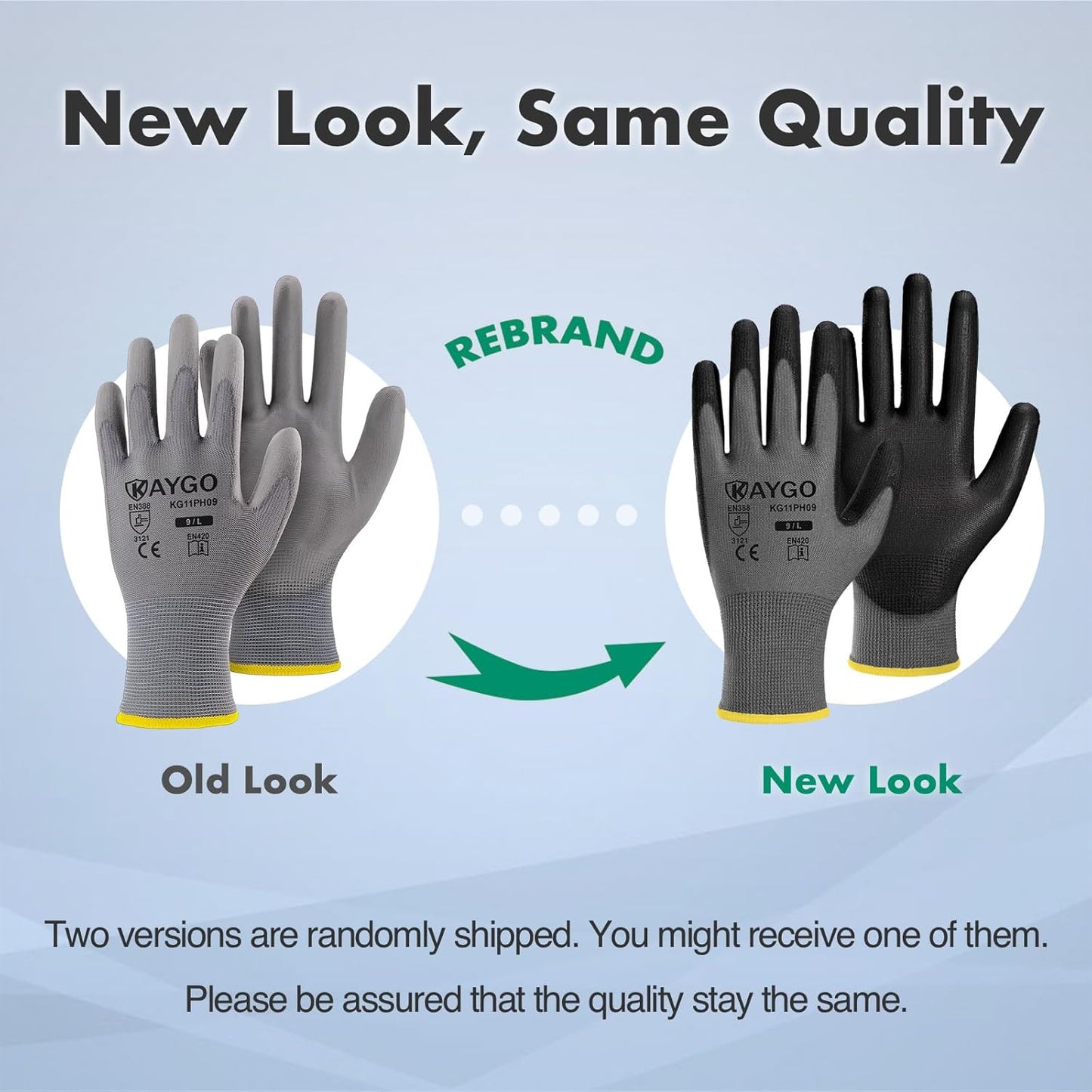 KAYGO Safety Work Gloves PU Coated, 60 Pairs KG11PB, Seamless Knit Glove with Polyurethane Coated Smooth Grip on Palm & Fingers, for Men and Women (Medium, Gray)