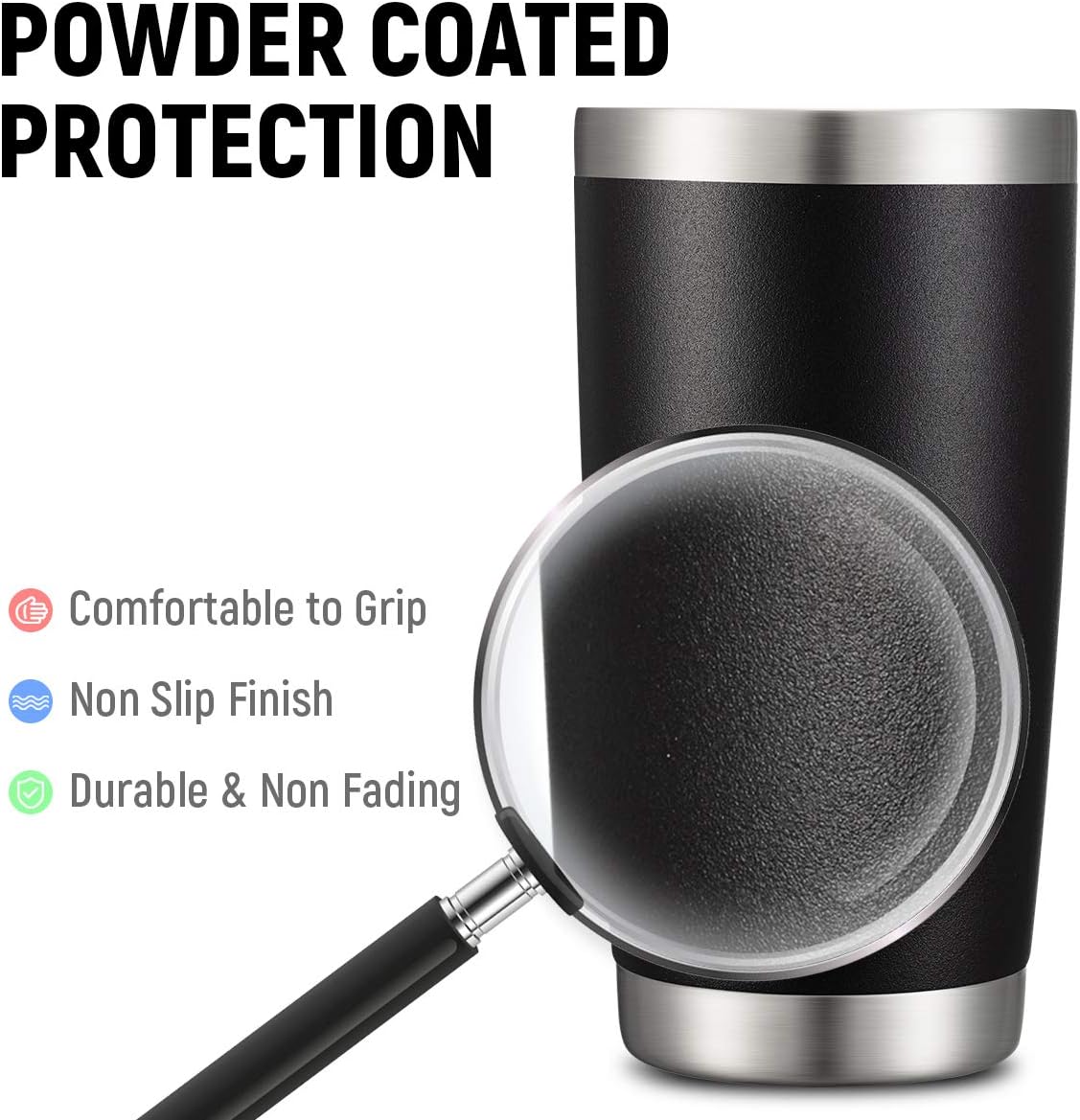 COMOOO 20oz Black Tumbler 4 Pack Stainless Steel Insulated Travel Mug with Lid and Straw Vacuum Double Wall Coffee Cup for Hot Beverage and Cold Drinks(Black, 4 Pack)