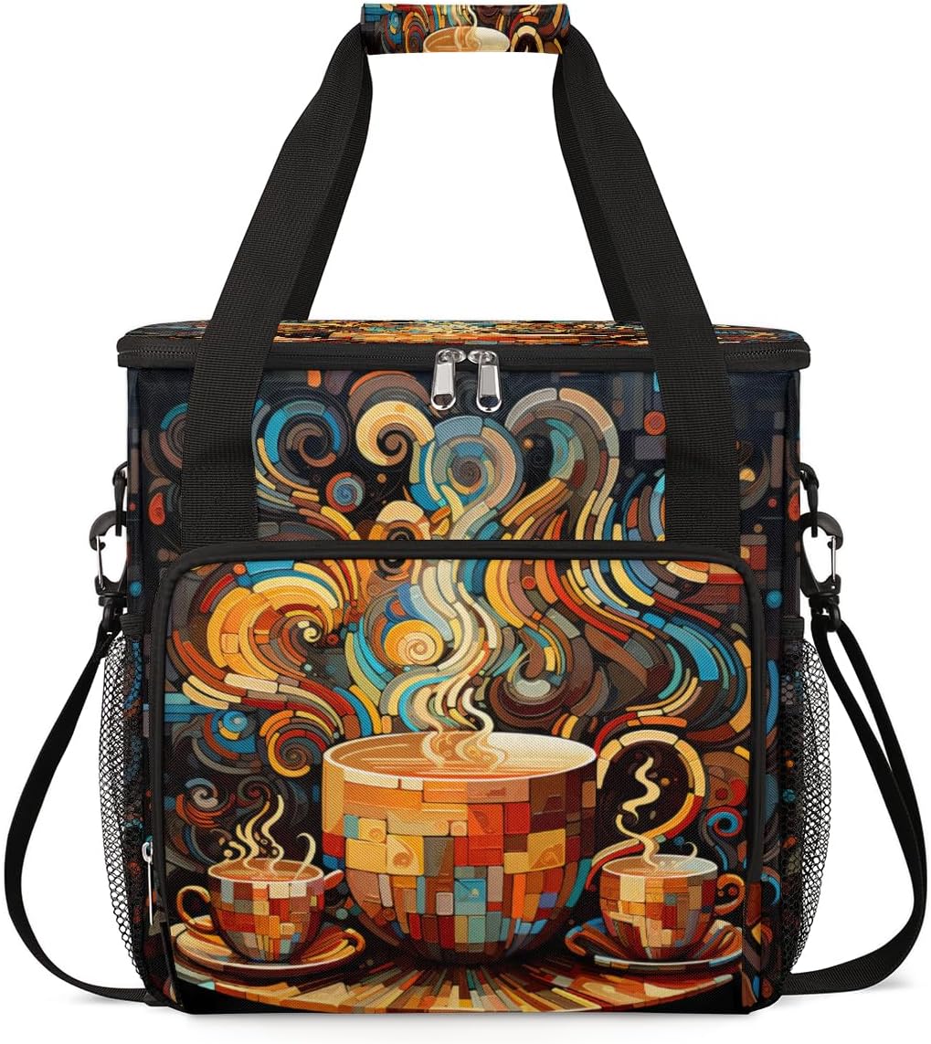 cfpolar Coffee Maker Storage Bag, Waterproof Travel Carrying Storage Tote Bag Organizer Case, Compatible with K-Mini or K-Mini Plus, And Suitable for Other Accessories， With Pockets for K-Cup Pods