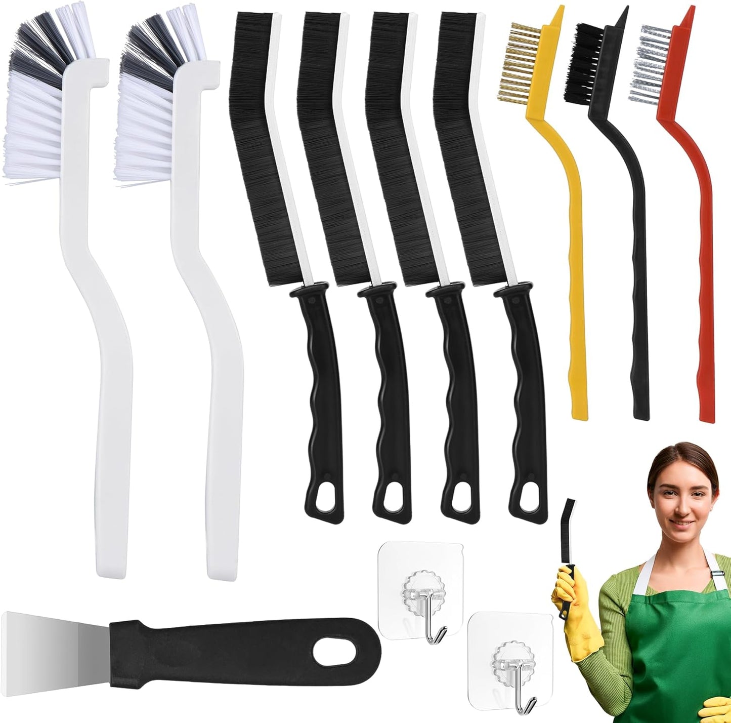 Crevice Cleaning Brush,12 Pcs Cleaning Supplies Cleaning Brush Tools,Hard Bristle Cleaning Brushes for Household Use Bathroom Tiles Kitchen Corner,Sink,Teapot, Bottle,Blender Practical and Durable