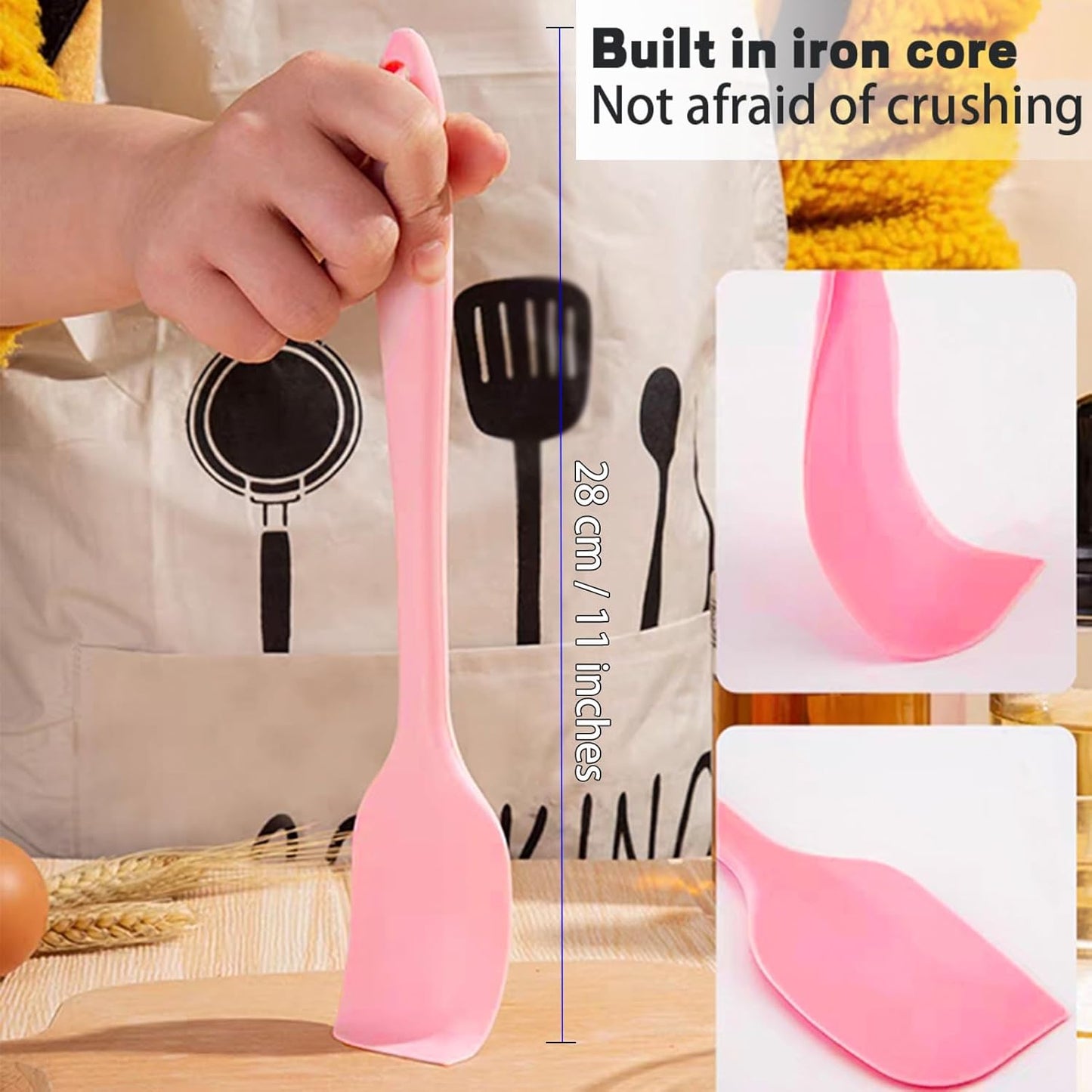 8 Pieces Silicone Spatulas, 11 inch Heat-Resistant Non-stick Spatulas with Stainless Steel Core for Cake Cream Cooking Gadget by COLOGO (11 inch)